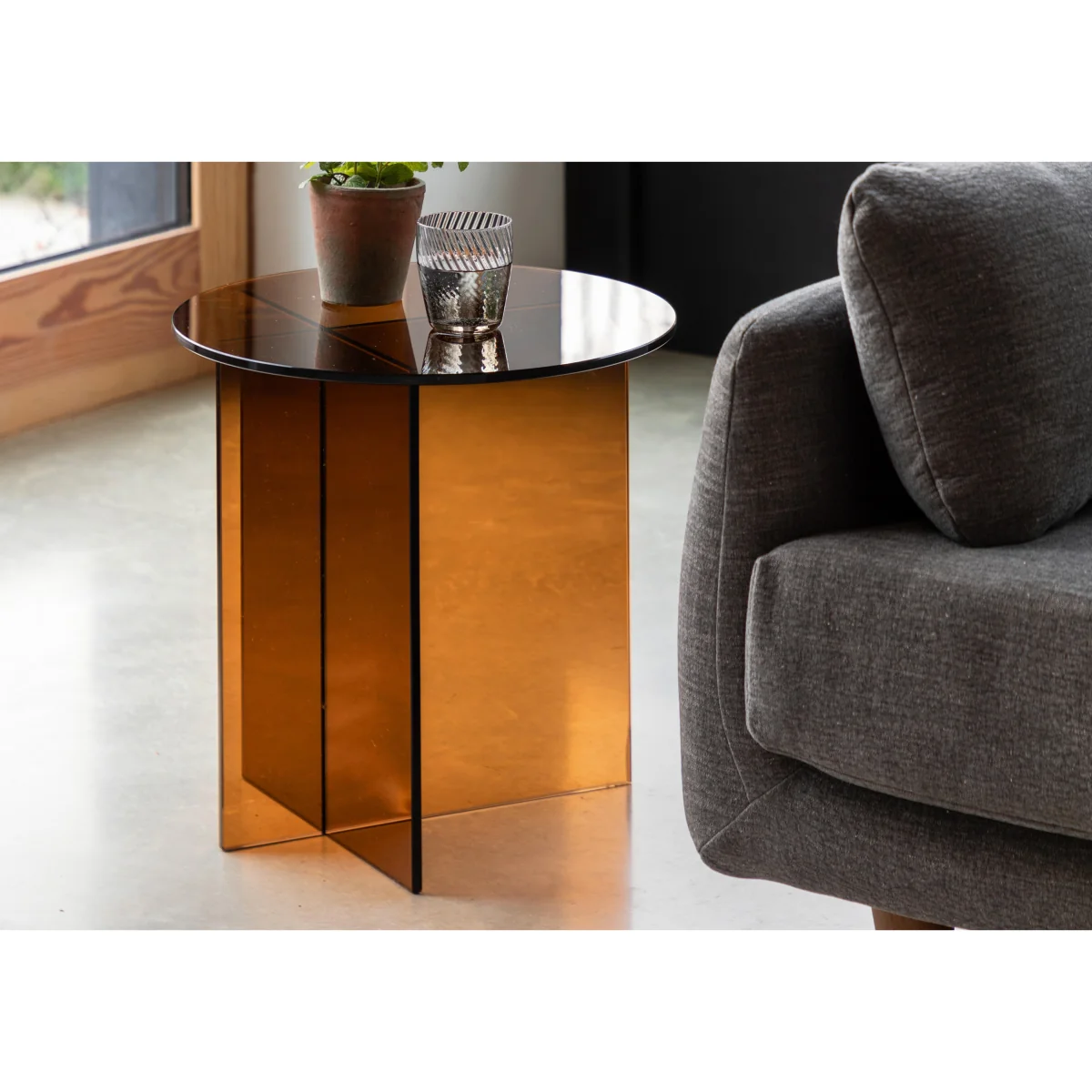 Arvelo Glass Side Table - Charcoal – image 2