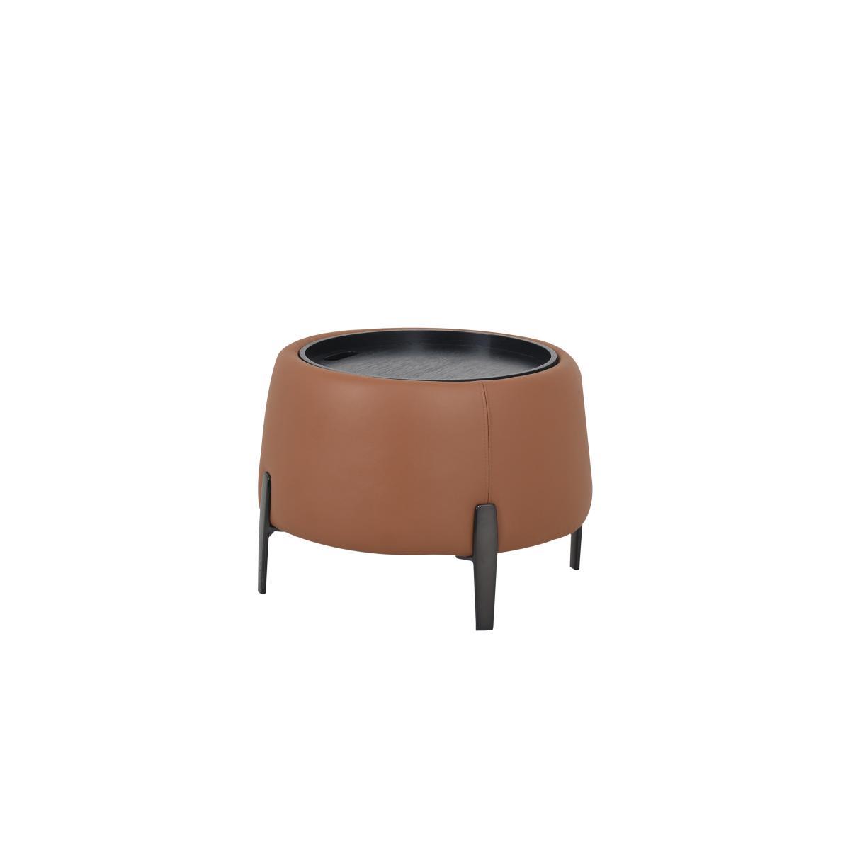 Domicil - Maddox Leather Tray Storage Side Table - NN Saddle Brown – image 2