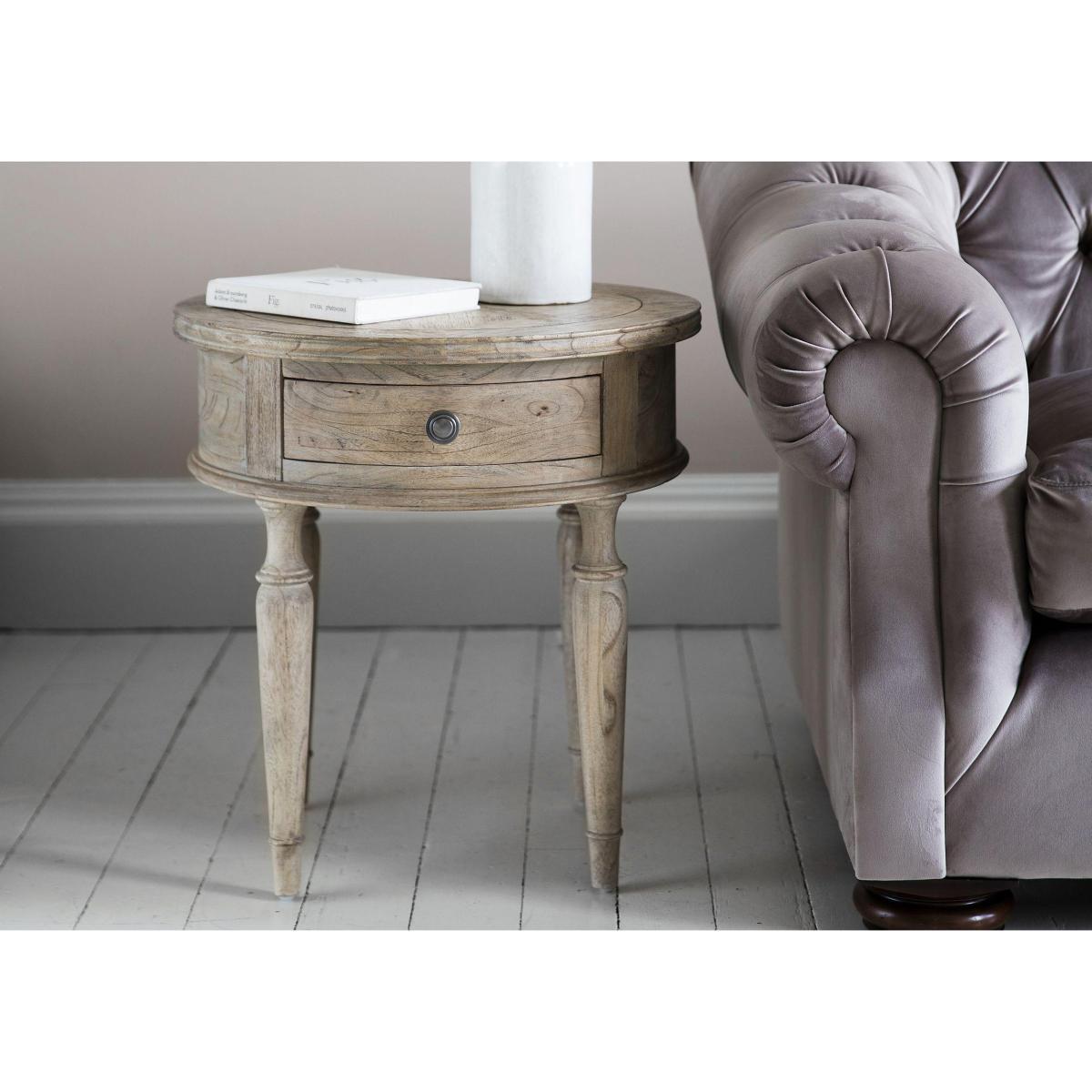 Riviera Round 1 Drawer Lamp Table - Brown – image 2