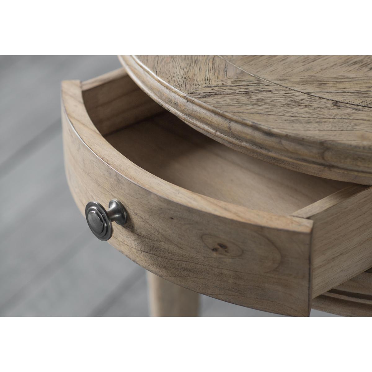 Riviera Round 1 Drawer Lamp Table - Brown – image 3