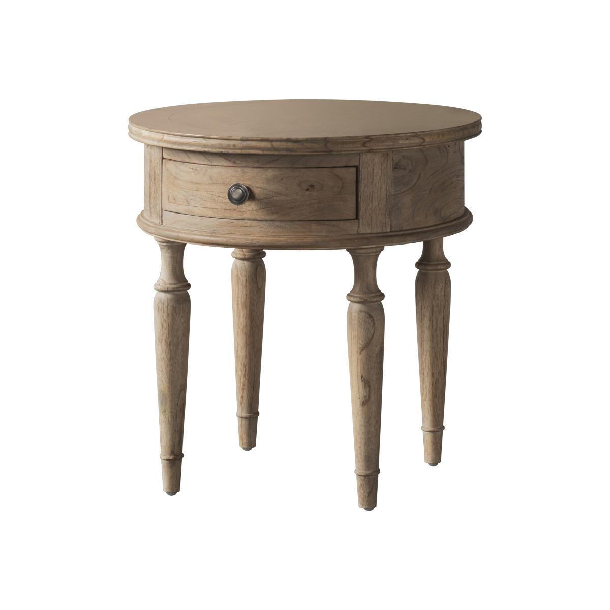 Riviera Round 1 Drawer Lamp Table - Brown – image 1