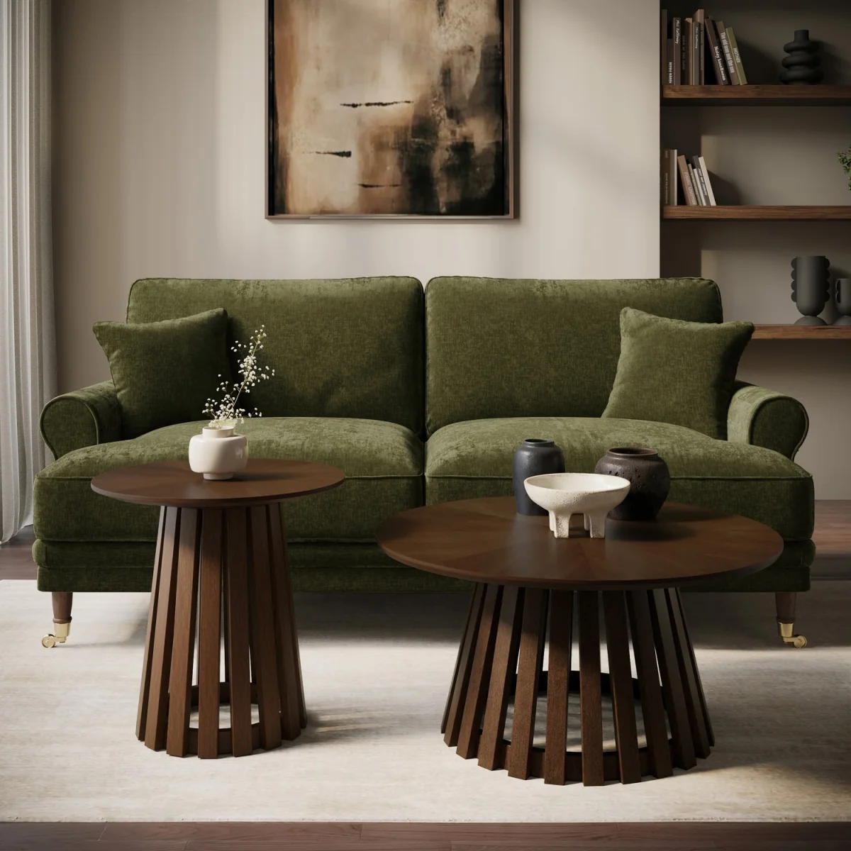 Round Walnut Pedestal Side Table - Owen – image 5