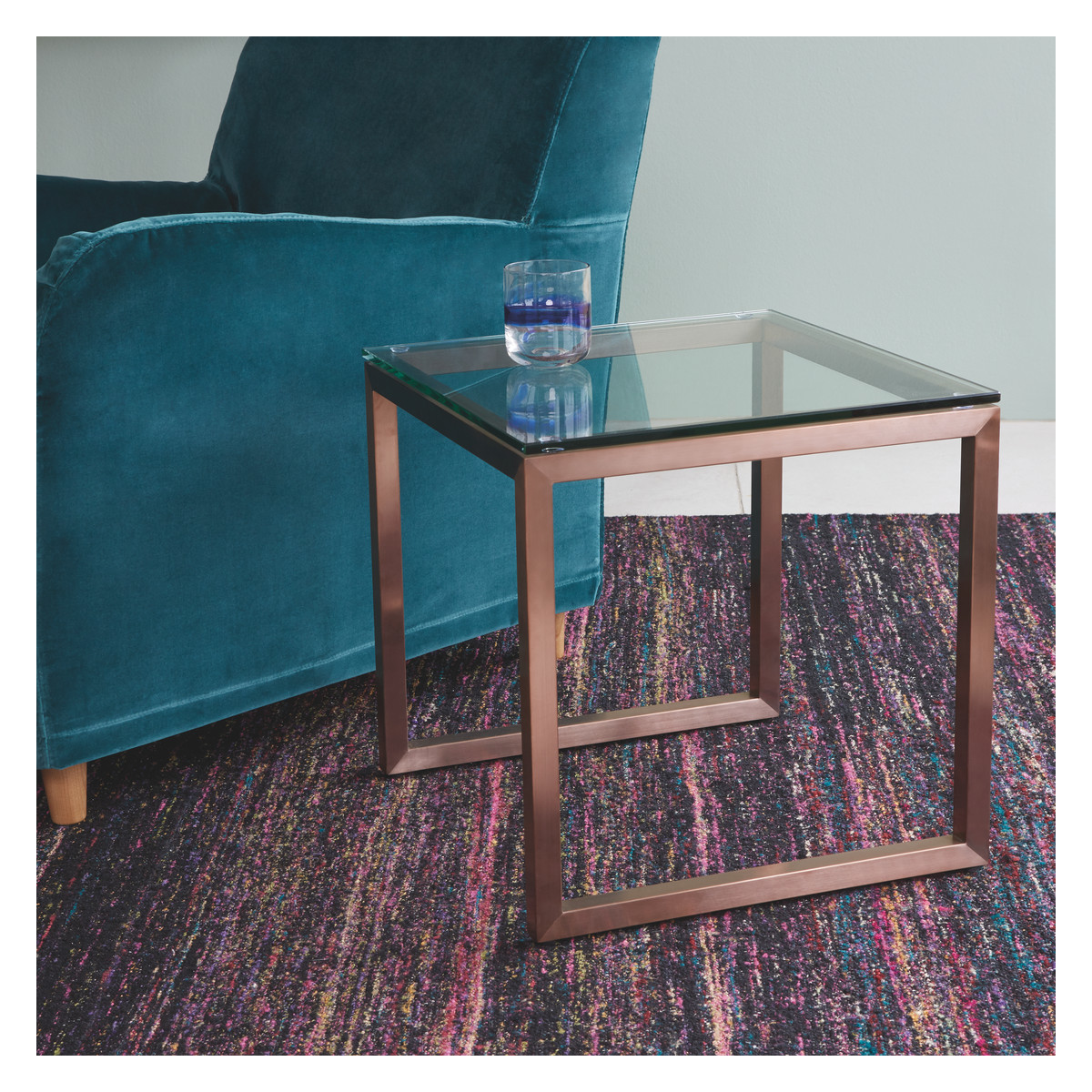 Tilda Glass Side Table With Copper Base, Clear Glass And Copper – image 4