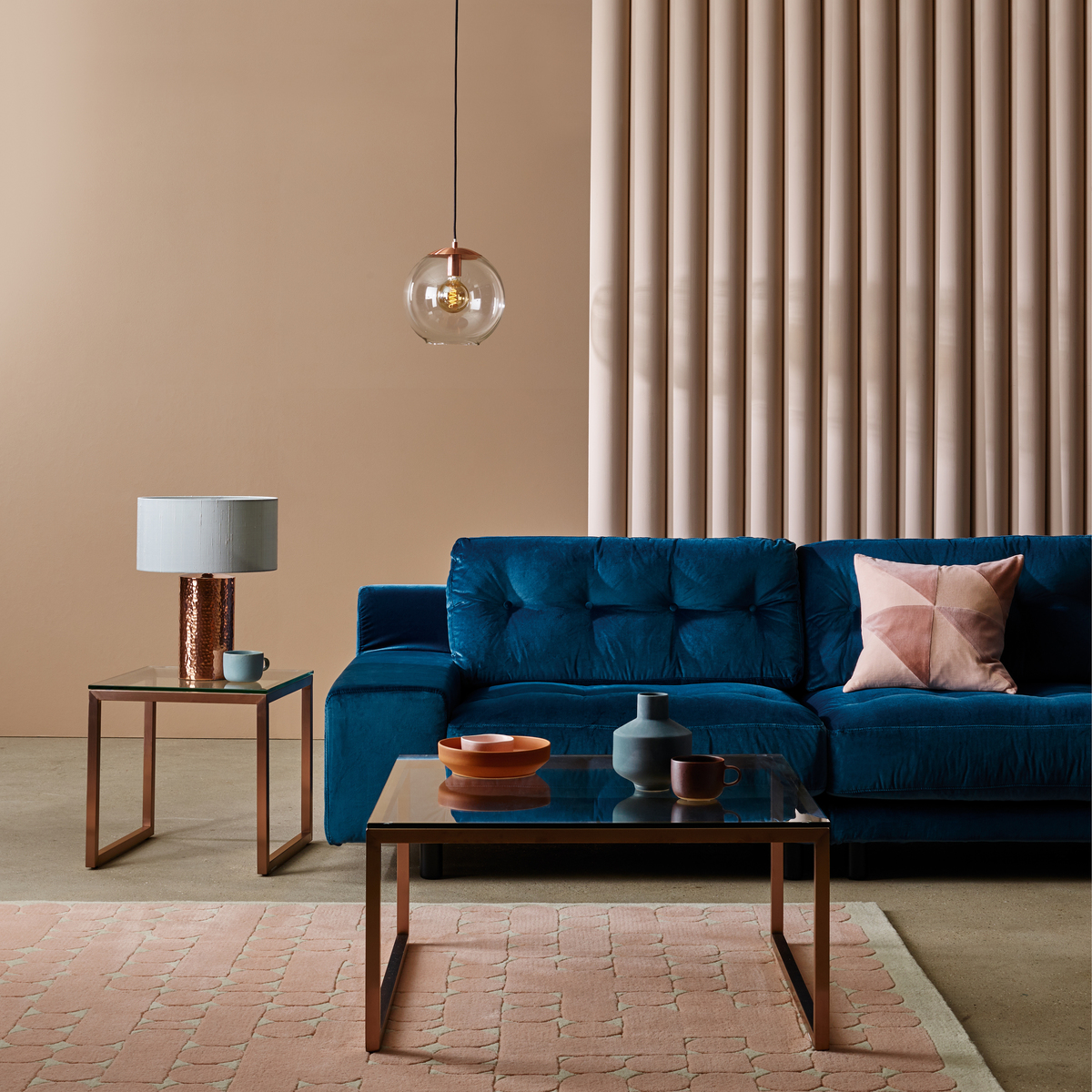 Tilda Glass Side Table With Copper Base, Clear Glass And Copper – image 5