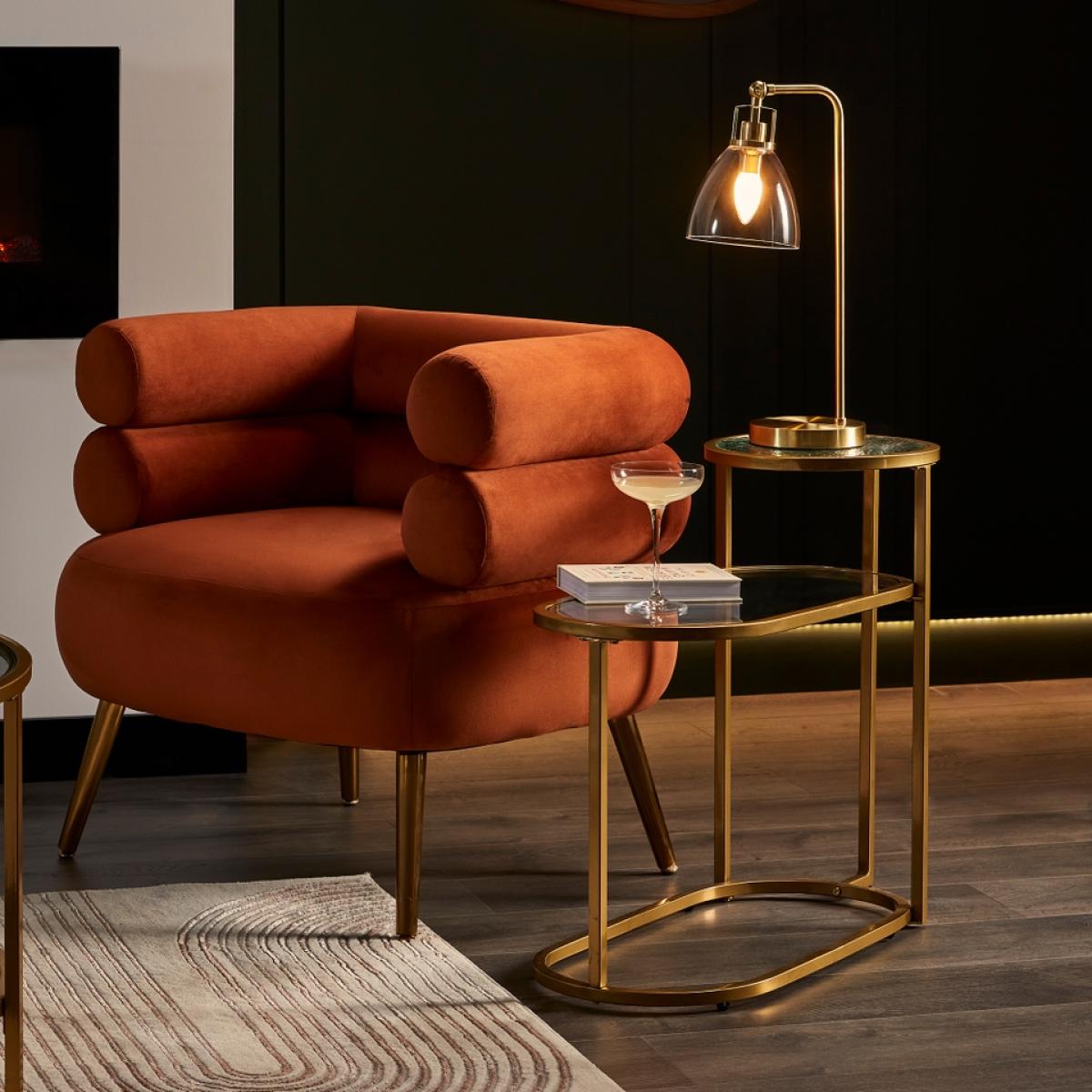 Ophelia 2 Tier Textured Glass Sofa Side Table – image 2