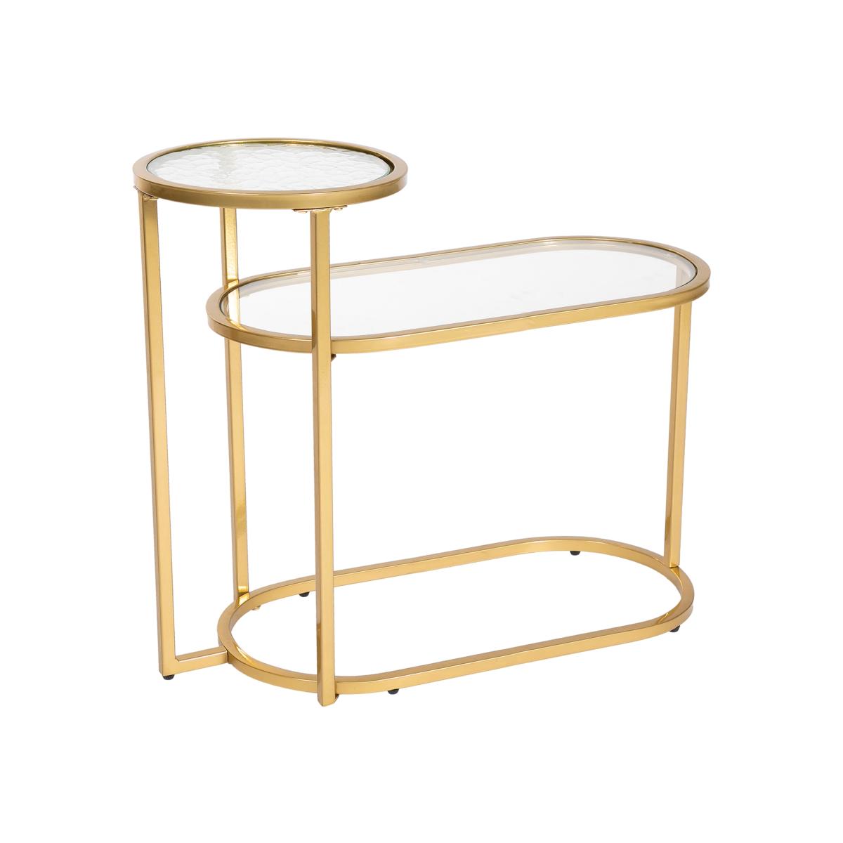 Ophelia 2 Tier Textured Glass Sofa Side Table – image 1