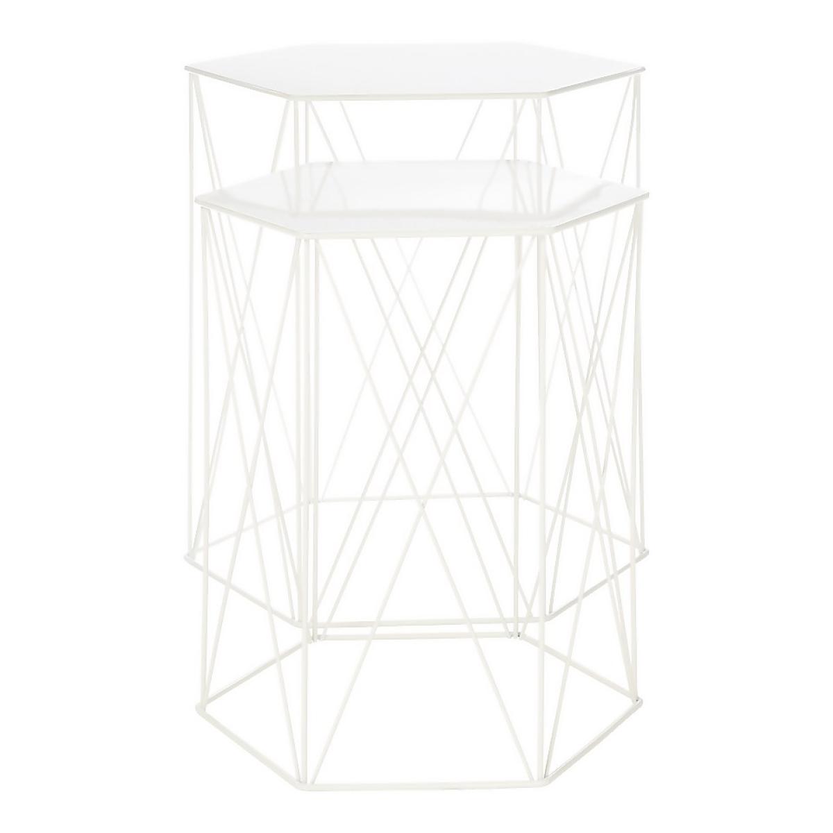 Hex Side Table Set Of 2 White – image 2