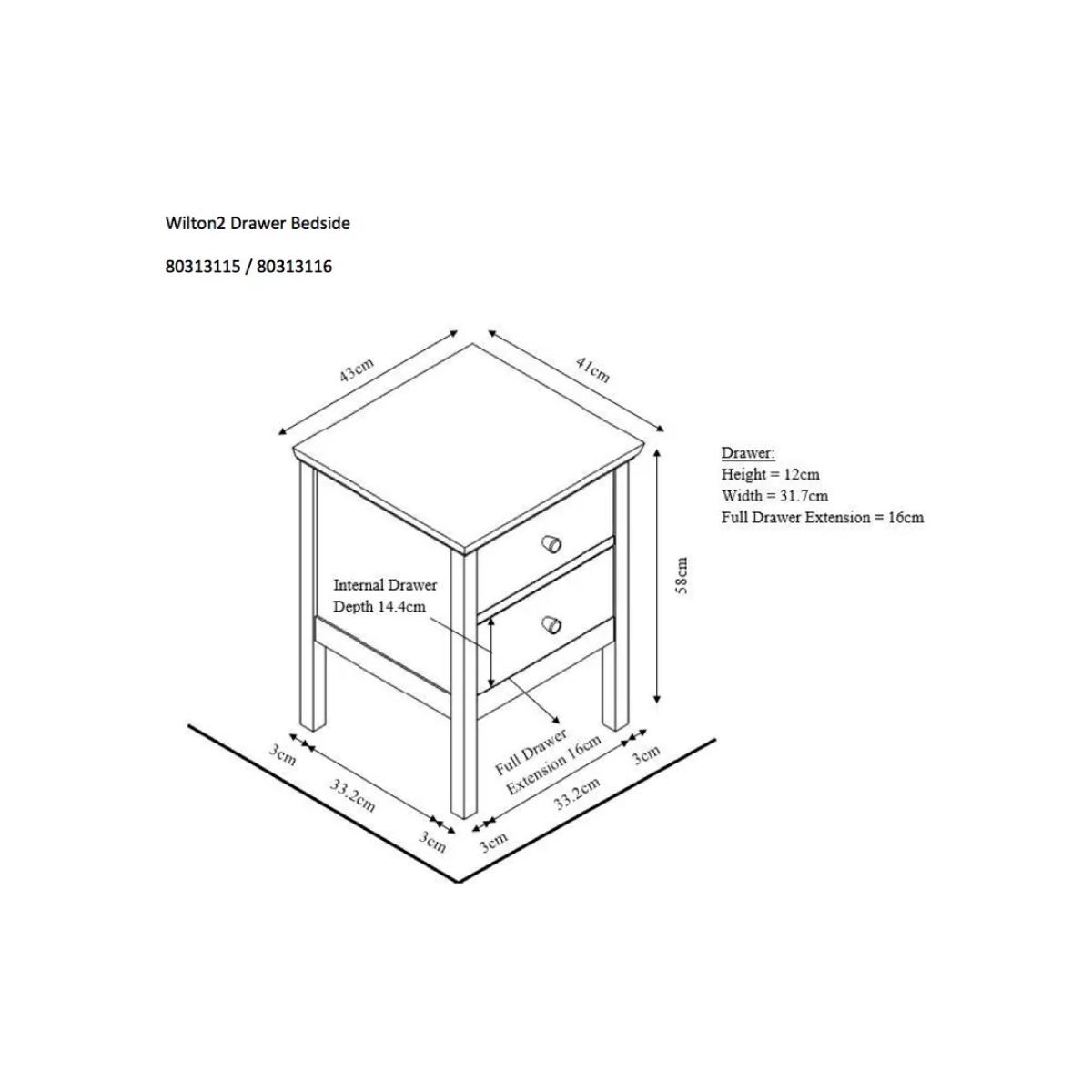 John Lewis ANYDAY Wilton 2 Drawer Bedside Cabinet – image 8