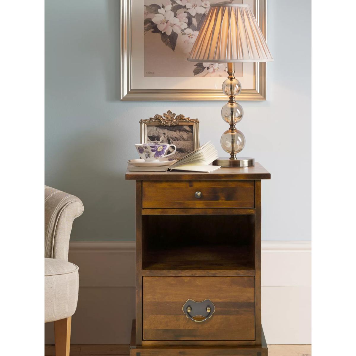 Laura Ashley Garrat 2 Drawer Side Table, Chestnut Brown – image 5