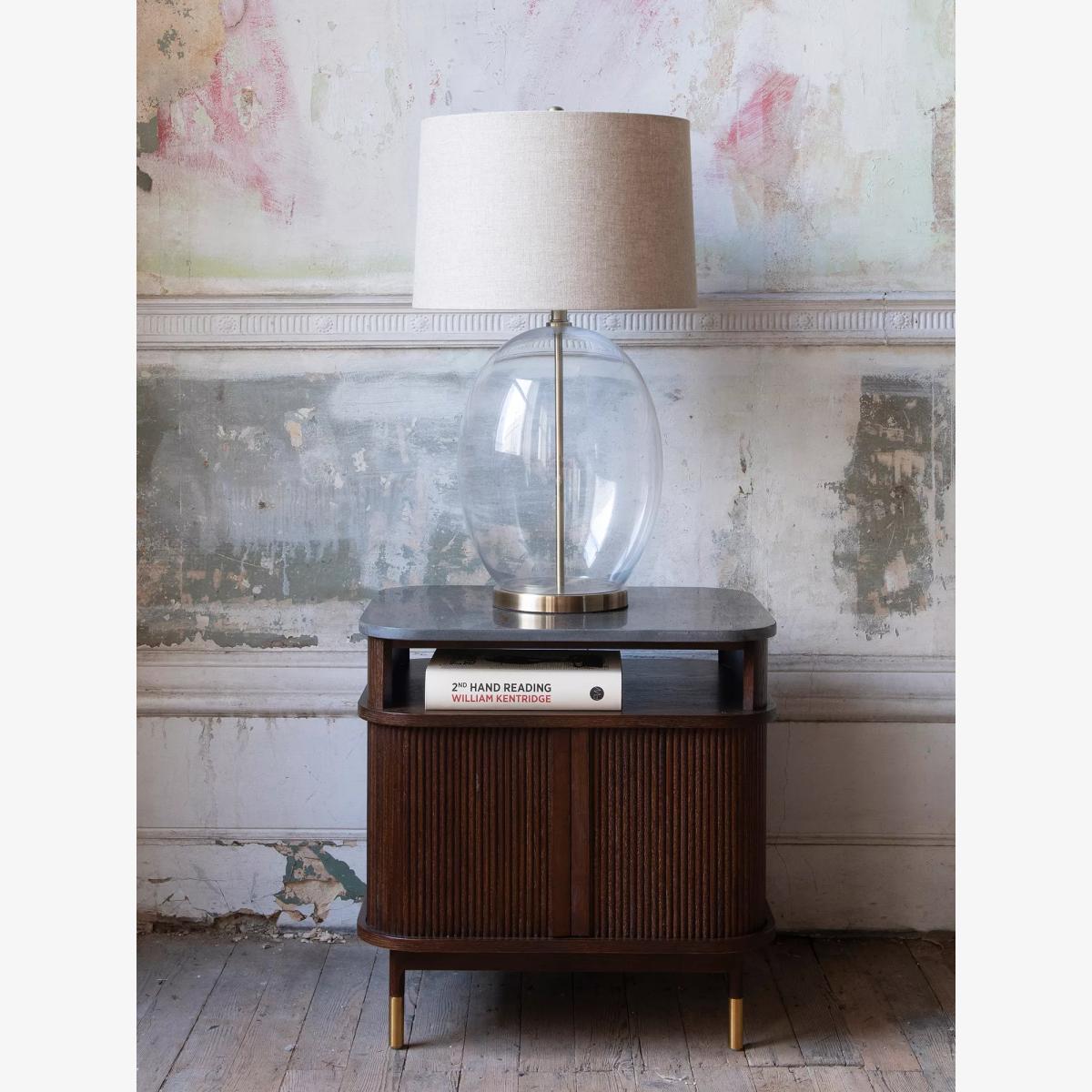One.World Woodcroft Oak Wood & Bluestone Side Table, Natural