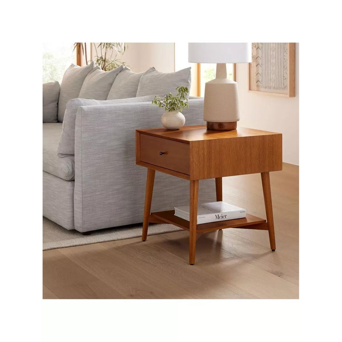 west elm Mid-Century Wood Side Table, Natural – image 3
