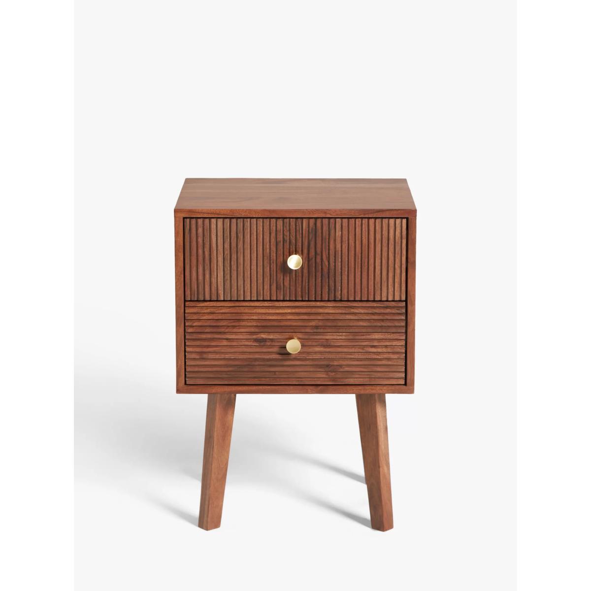 John Lewis Padma 2 Drawer Bedside Table, Mid Brown – image 2