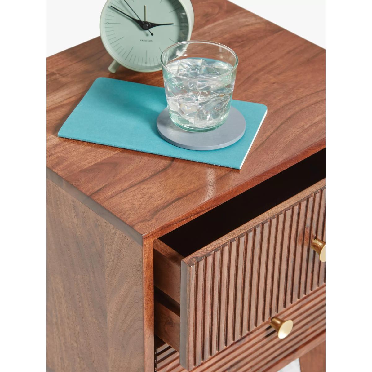 John Lewis Padma 2 Drawer Bedside Table, Mid Brown – image 3