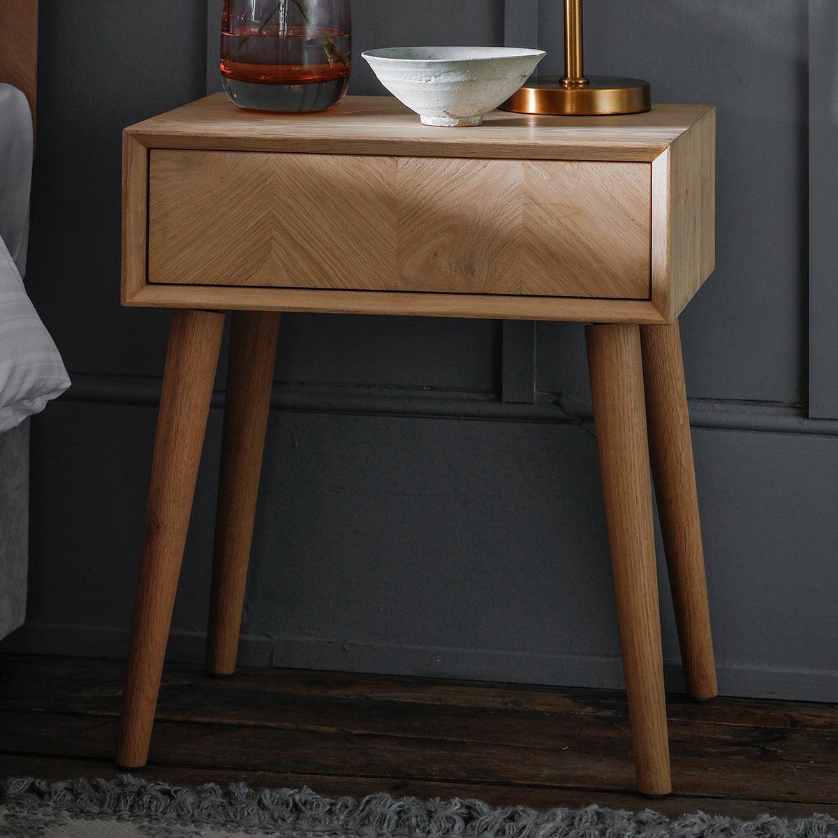 Milano Light Oak 1 Drawer Side Table – image 1