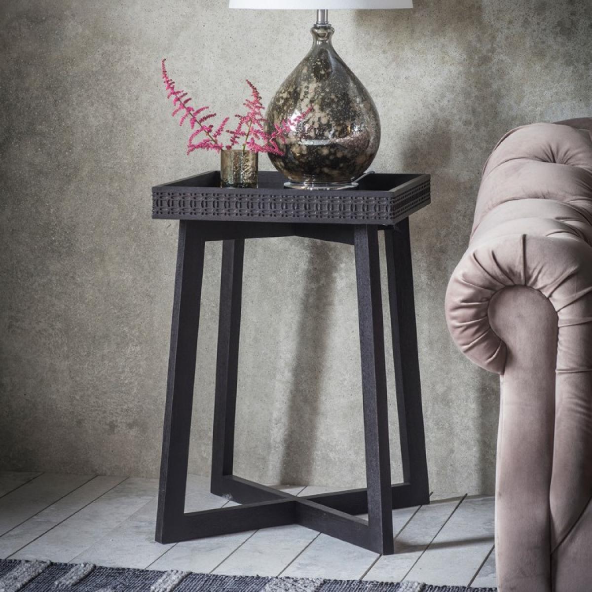 Khaleesi Mango Wood Side Table - Black