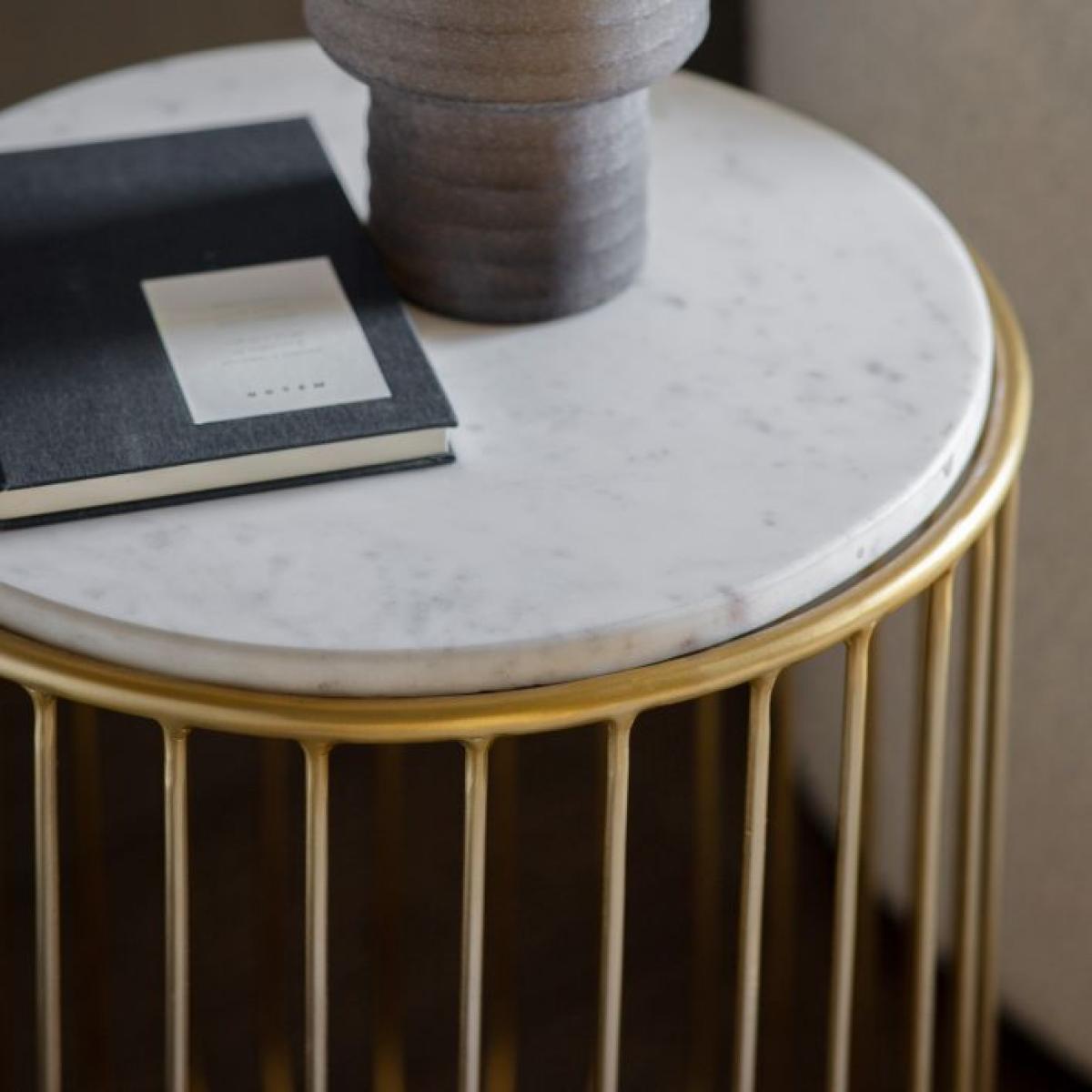 Tyras Baswara Marble Side Table - Gold – image 2
