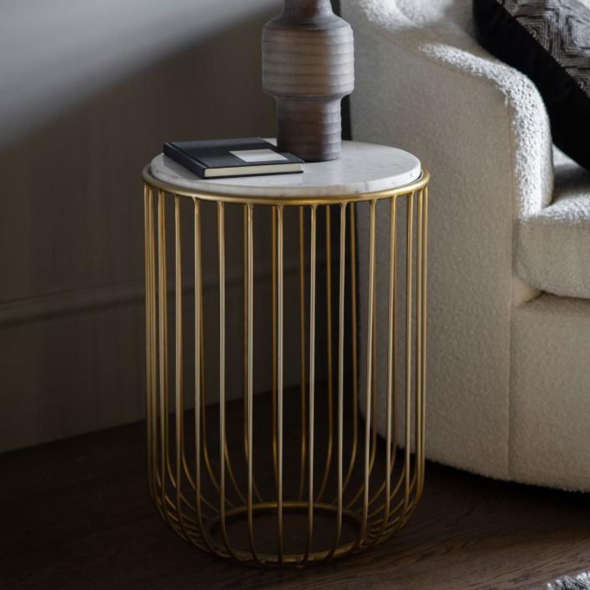 Tyras Baswara Marble Side Table - Gold – image 1