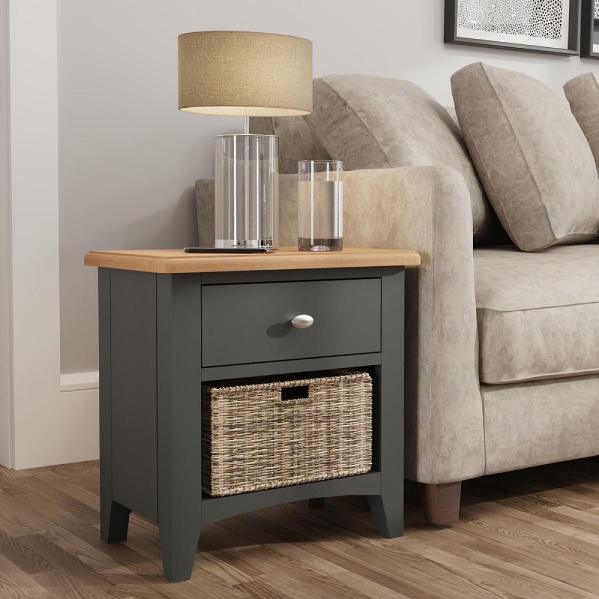 Galileo Oak 1 Drawer 1 Basket Unit - Grey