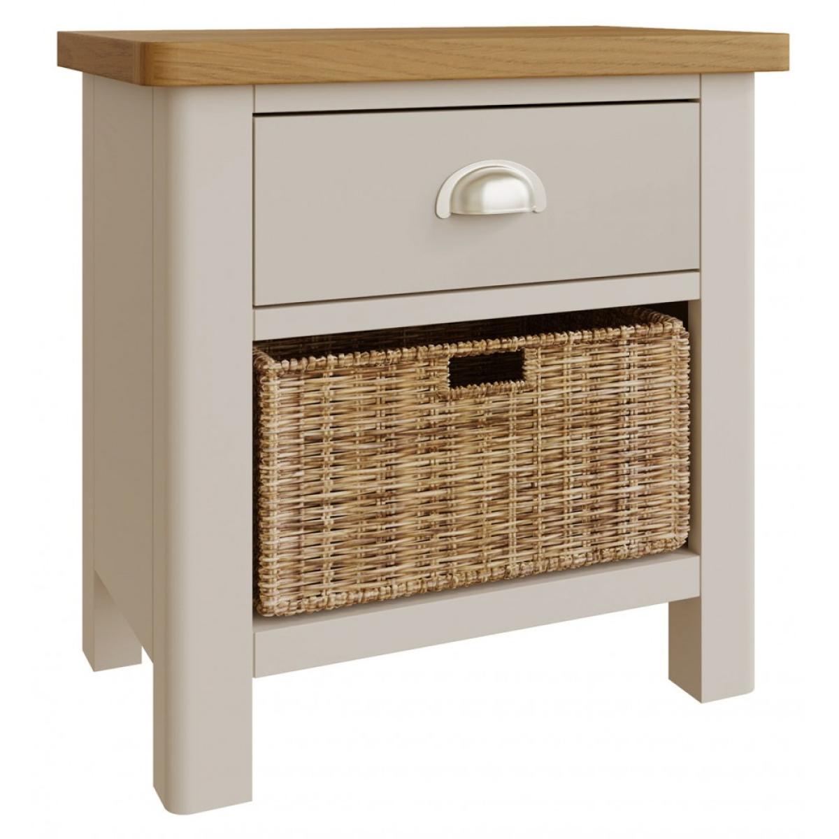 Ruskin Oak 1 Drawer 1 Basket Unit - Dove Grey – image 2