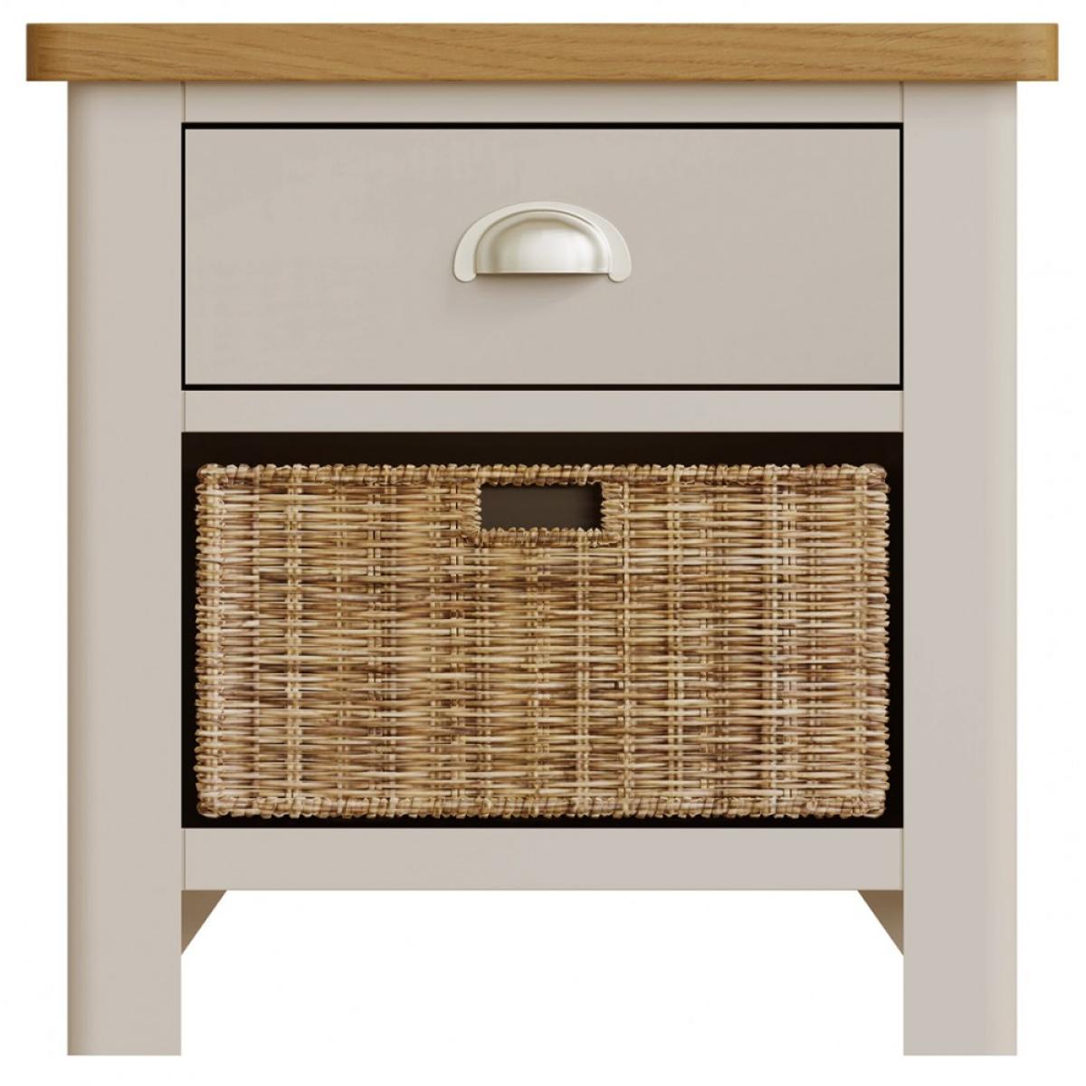 Ruskin Oak 1 Drawer 1 Basket Unit - Dove Grey – image 3