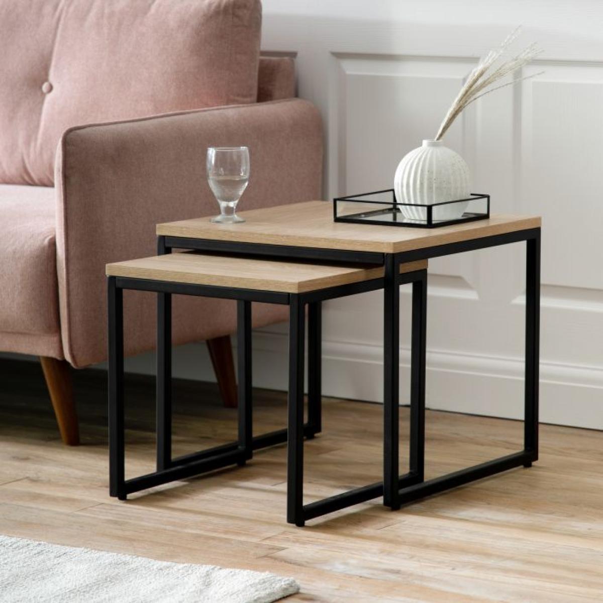 Trikala Oak Veneer Nest of 2 Side Tables - Natural – image 2