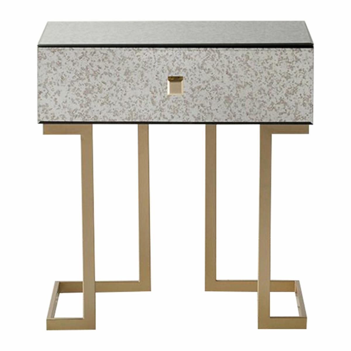 Yamber Mirrored 1 Drawer Side Table - Gold – image 2