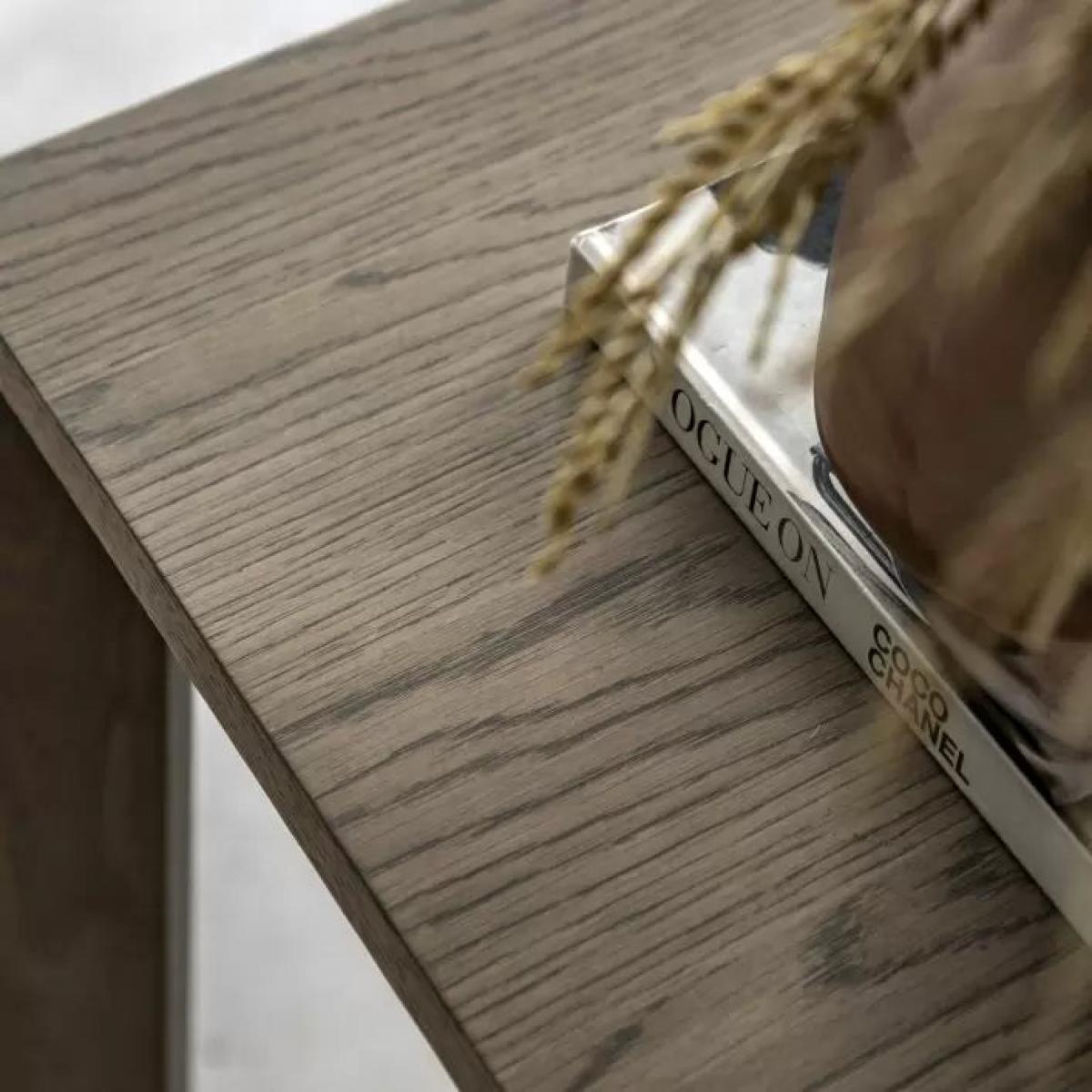 Panelled Rubber Wood Side Table - Smoked – image 2