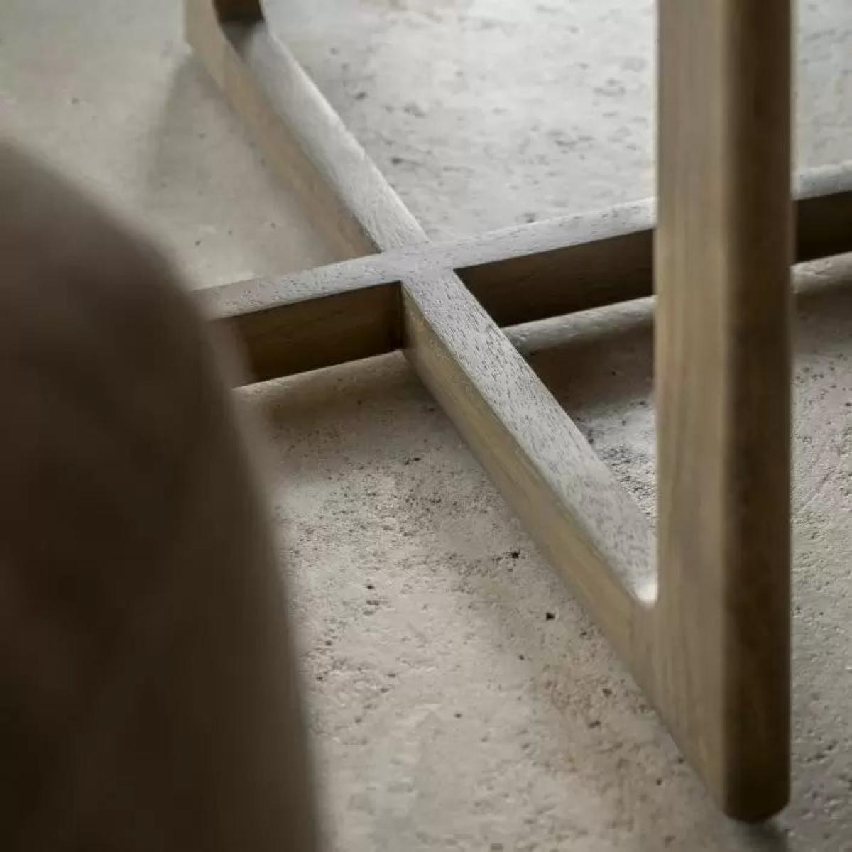 Panelled Rubber Wood Side Table - Smoked – image 3