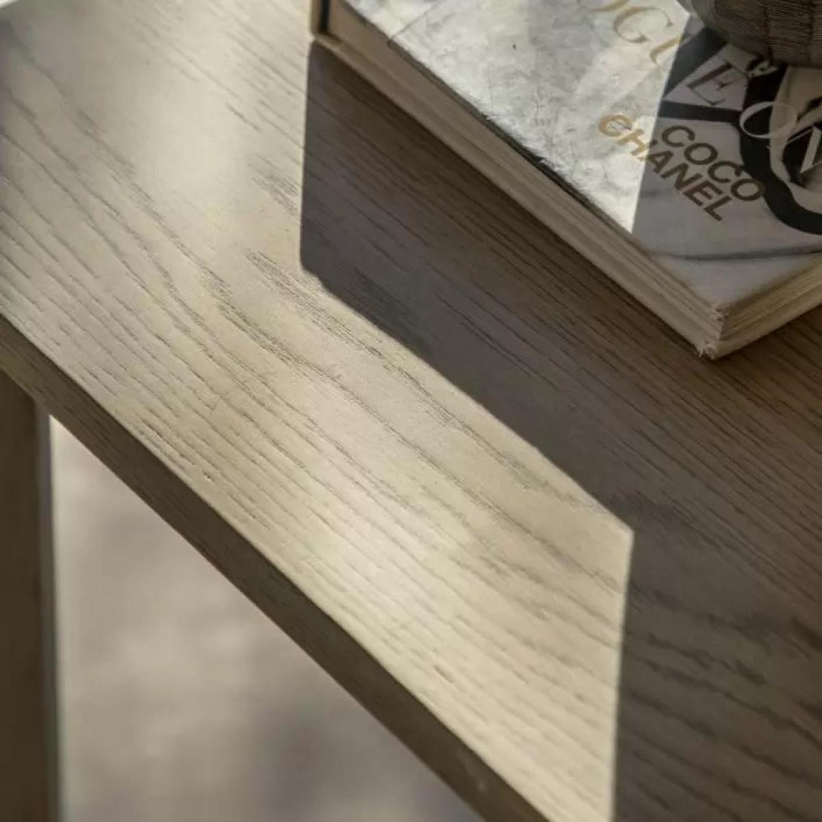 Panelled Rubber Wood Side Table - Smoked – image 4