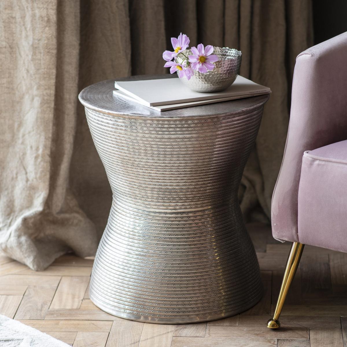 Koyna Metal Side Table - Silver – image 1