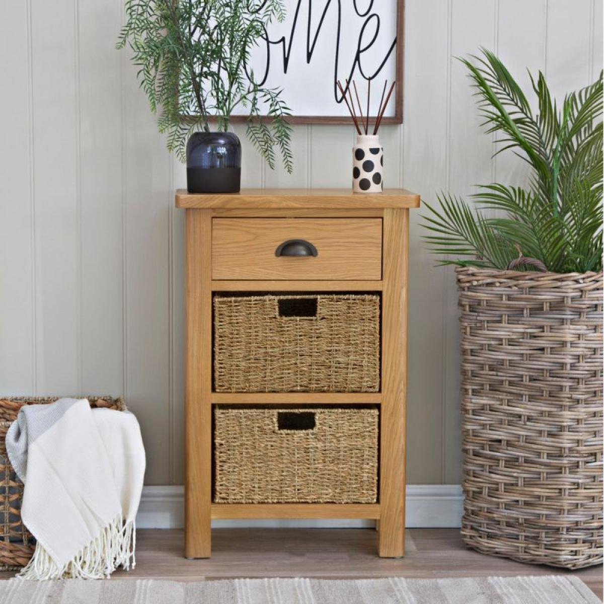 Rara Oak 1 Drawer 2 Basket Unit - Rustic Oak – image 1