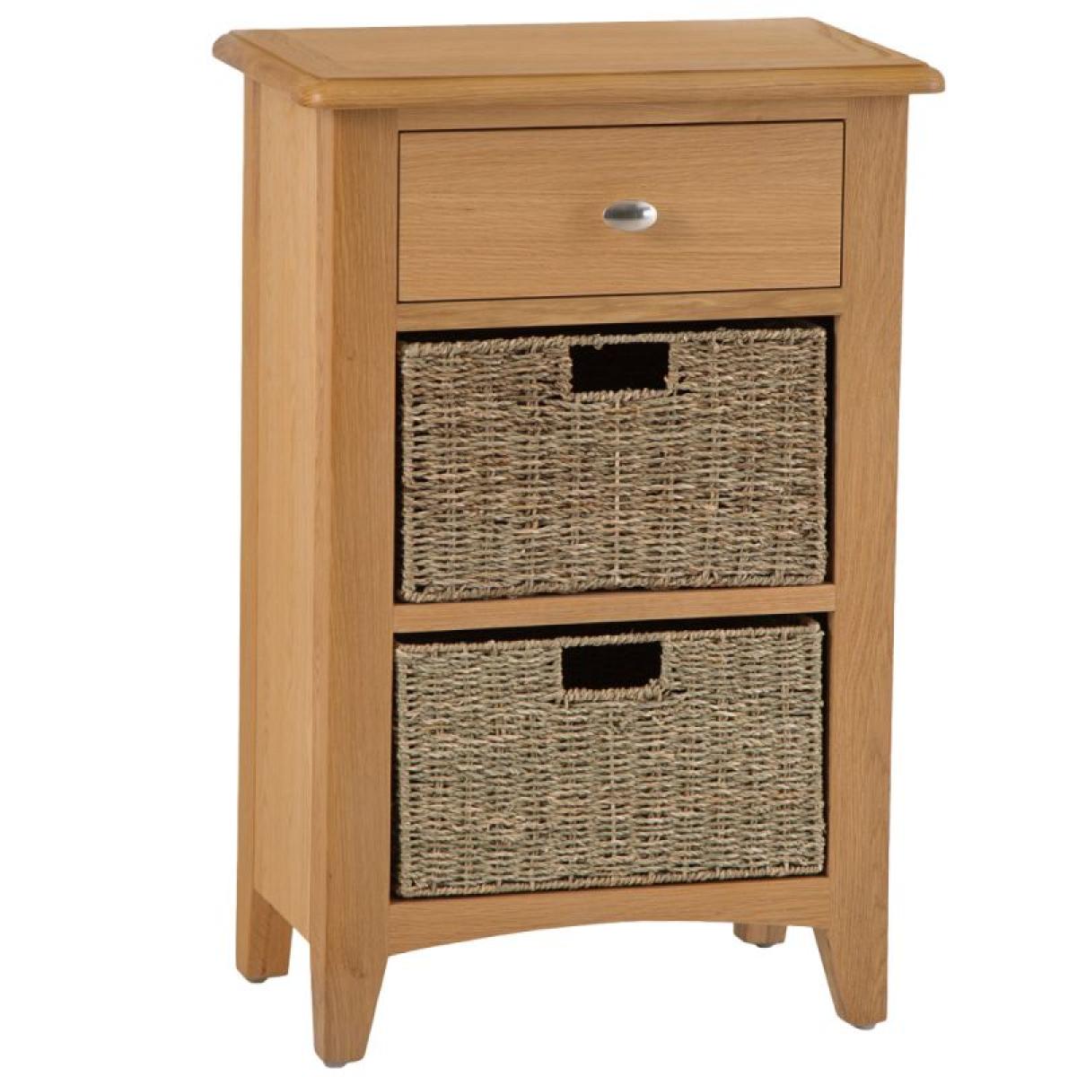 Galister Oak 1 Drawer 2 Basket Unit - Light Oak – image 2