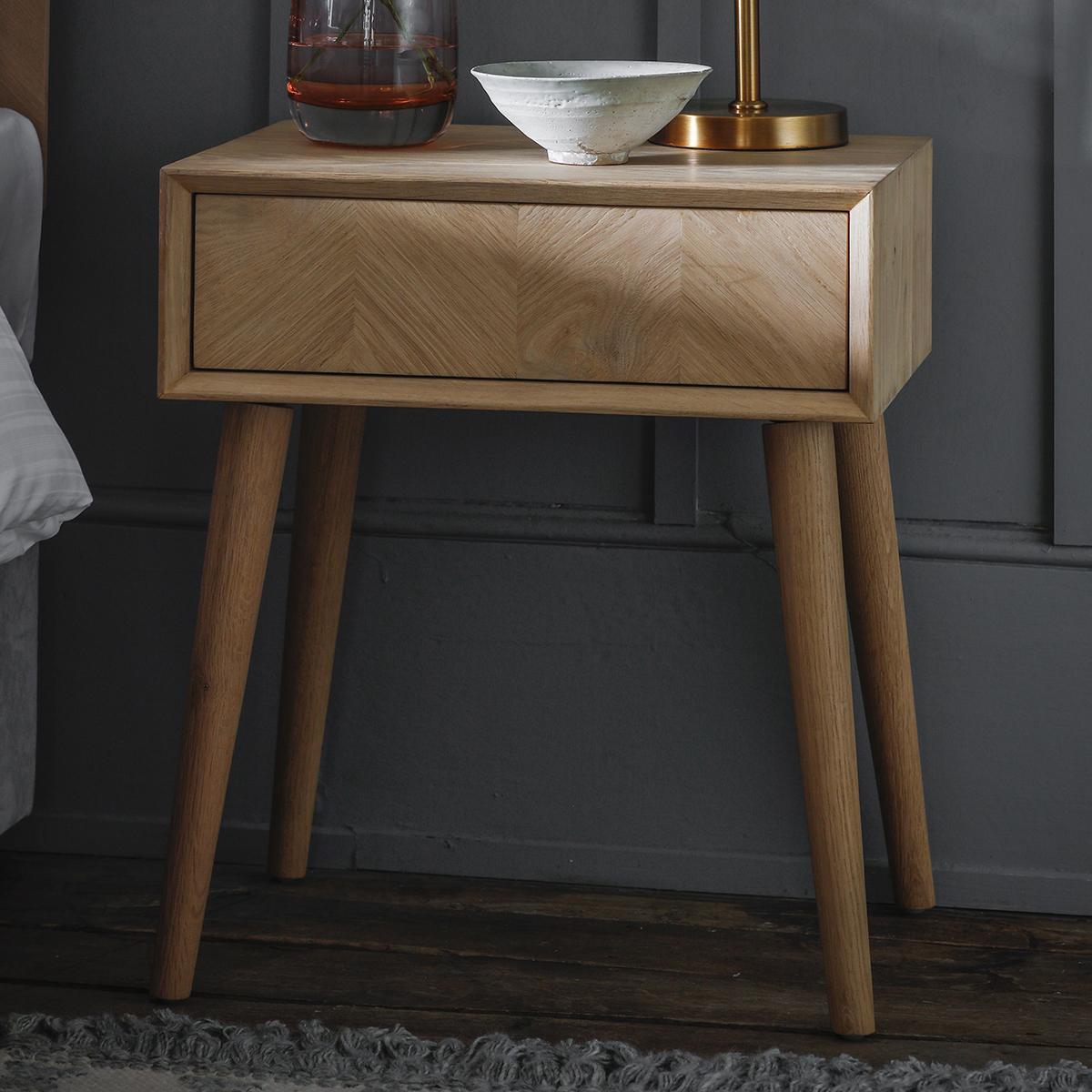 Messina Light Oak 1 Drawer Side Table – image 1