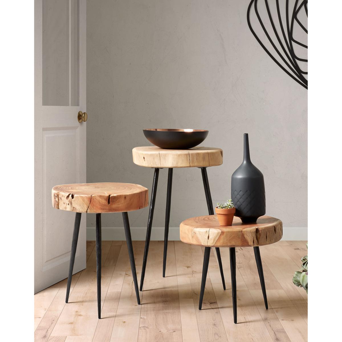 Eider solid acacia wood and steel side table, Ø 35 cm – image 5