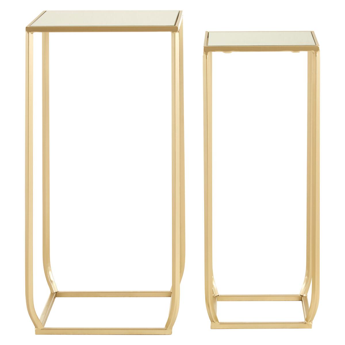 Set of 2 Mirrored Top Side Tables in Champagne Finish – image 3