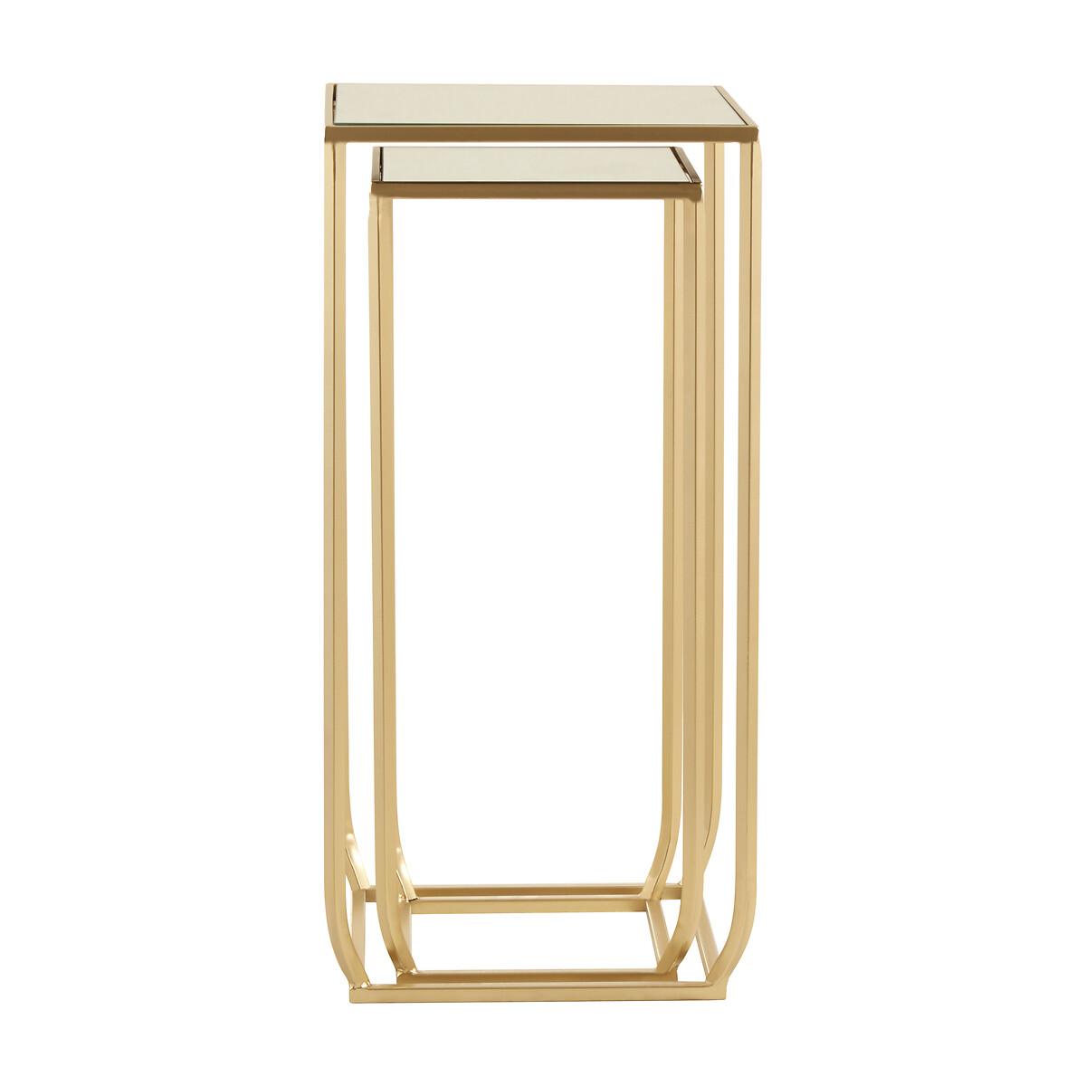 Set of 2 Mirrored Top Side Tables in Champagne Finish – image 4