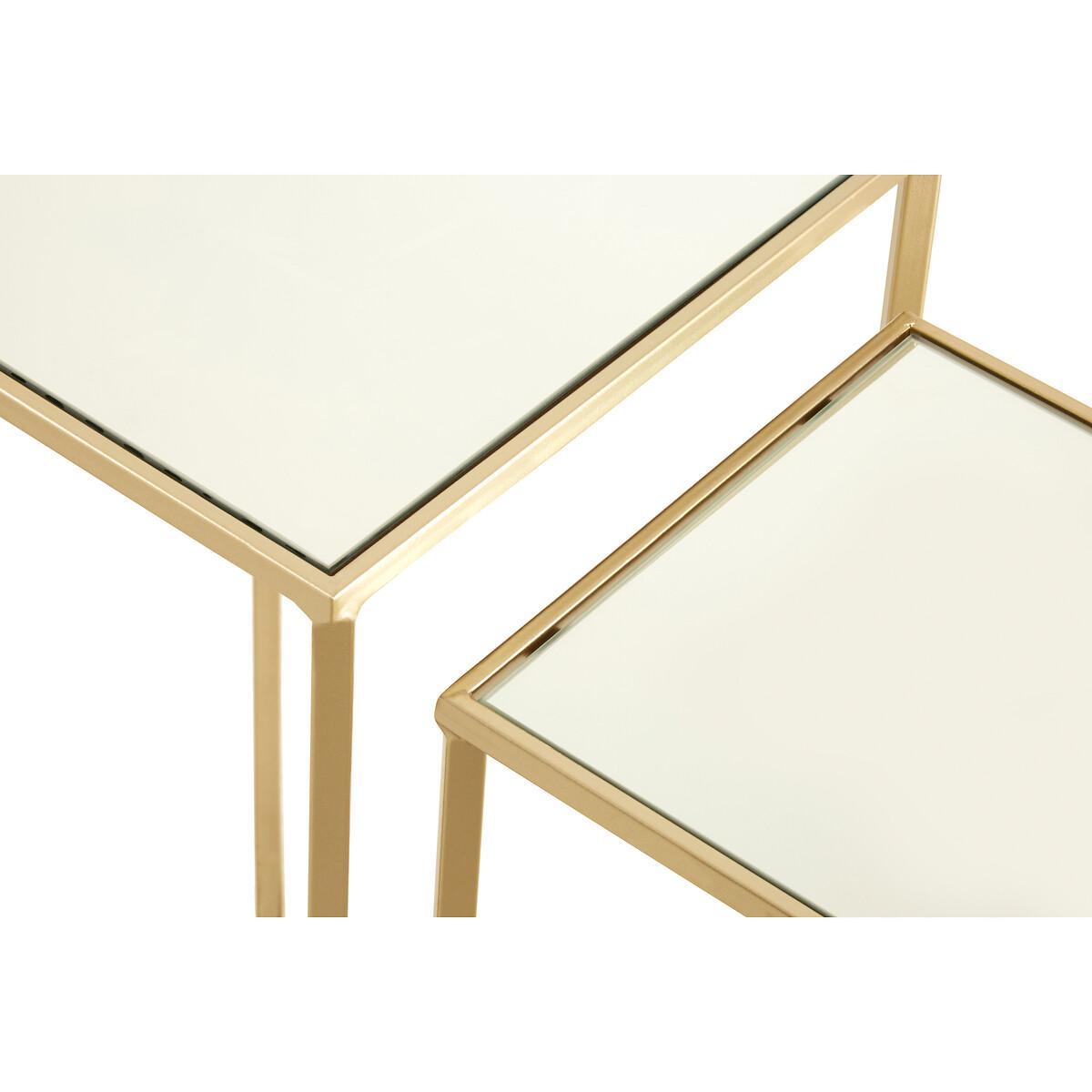 Set of 2 Mirrored Top Side Tables in Champagne Finish – image 5