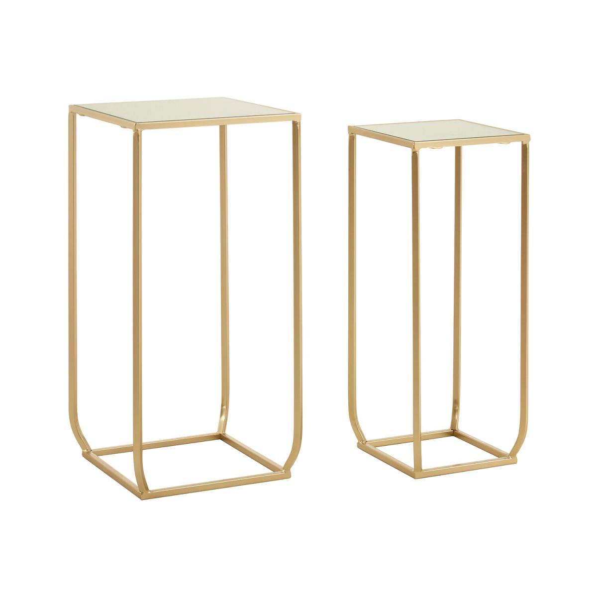 Set of 2 Mirrored Top Side Tables in Champagne Finish – image 1