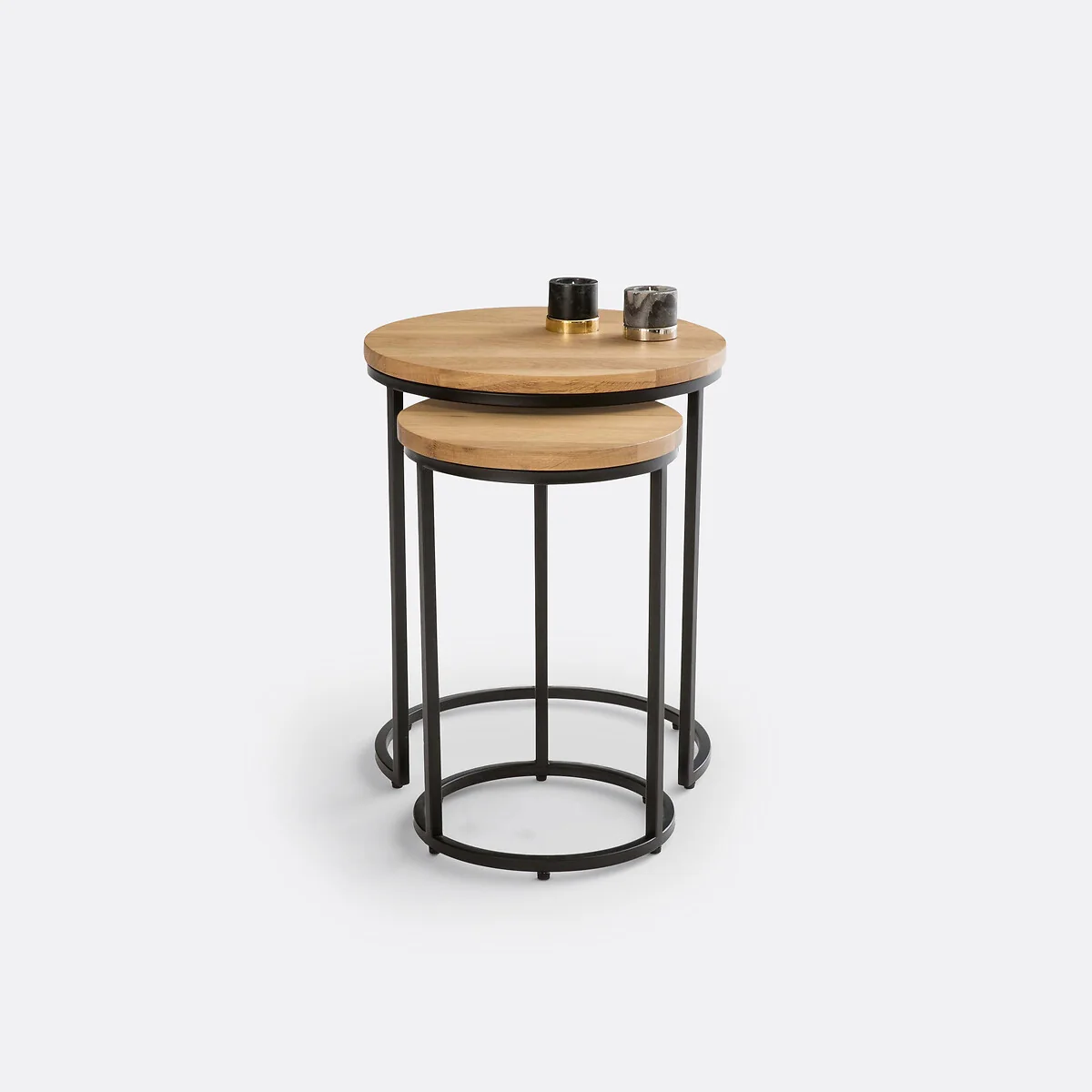 Set of 2 Vova Side Tables in Oak and Steel – image 3