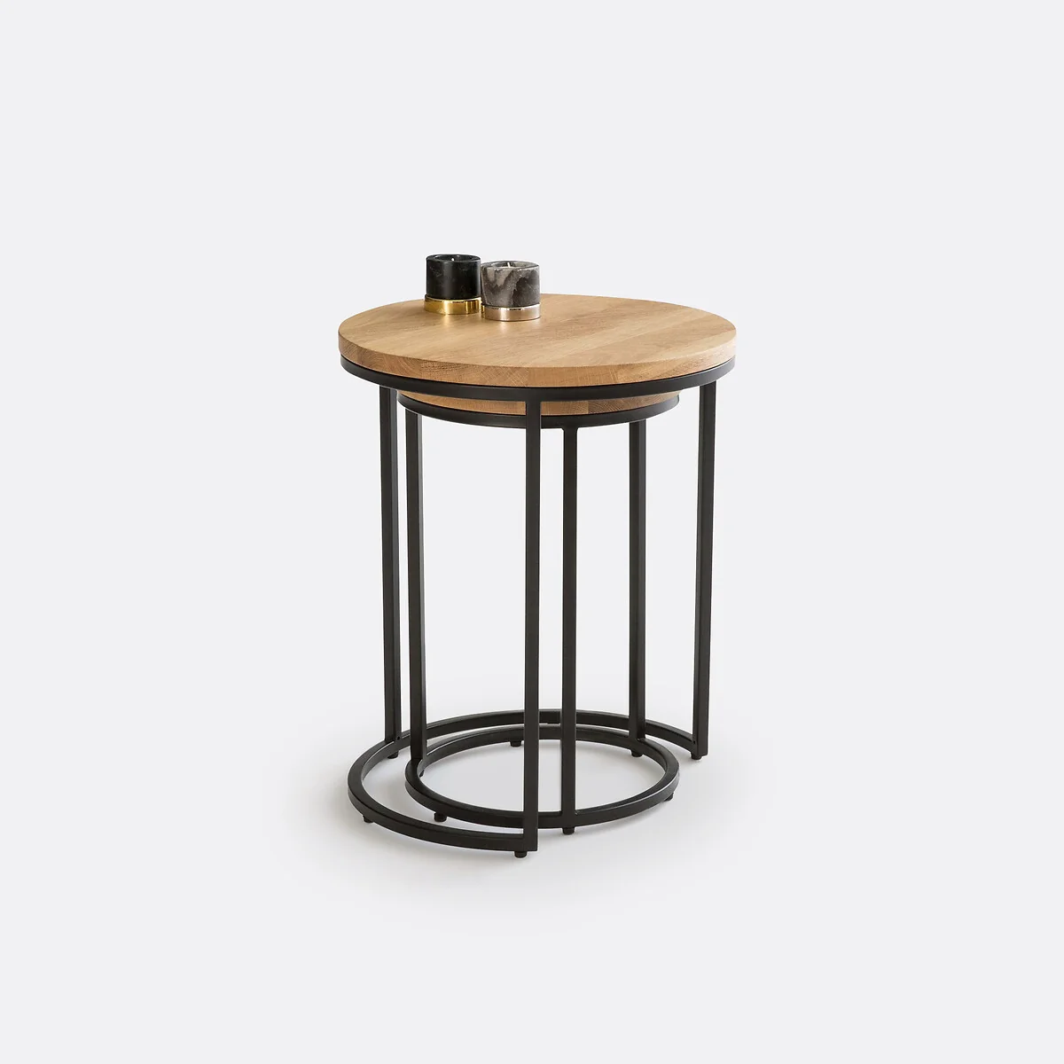 Set of 2 Vova Side Tables in Oak and Steel – image 4