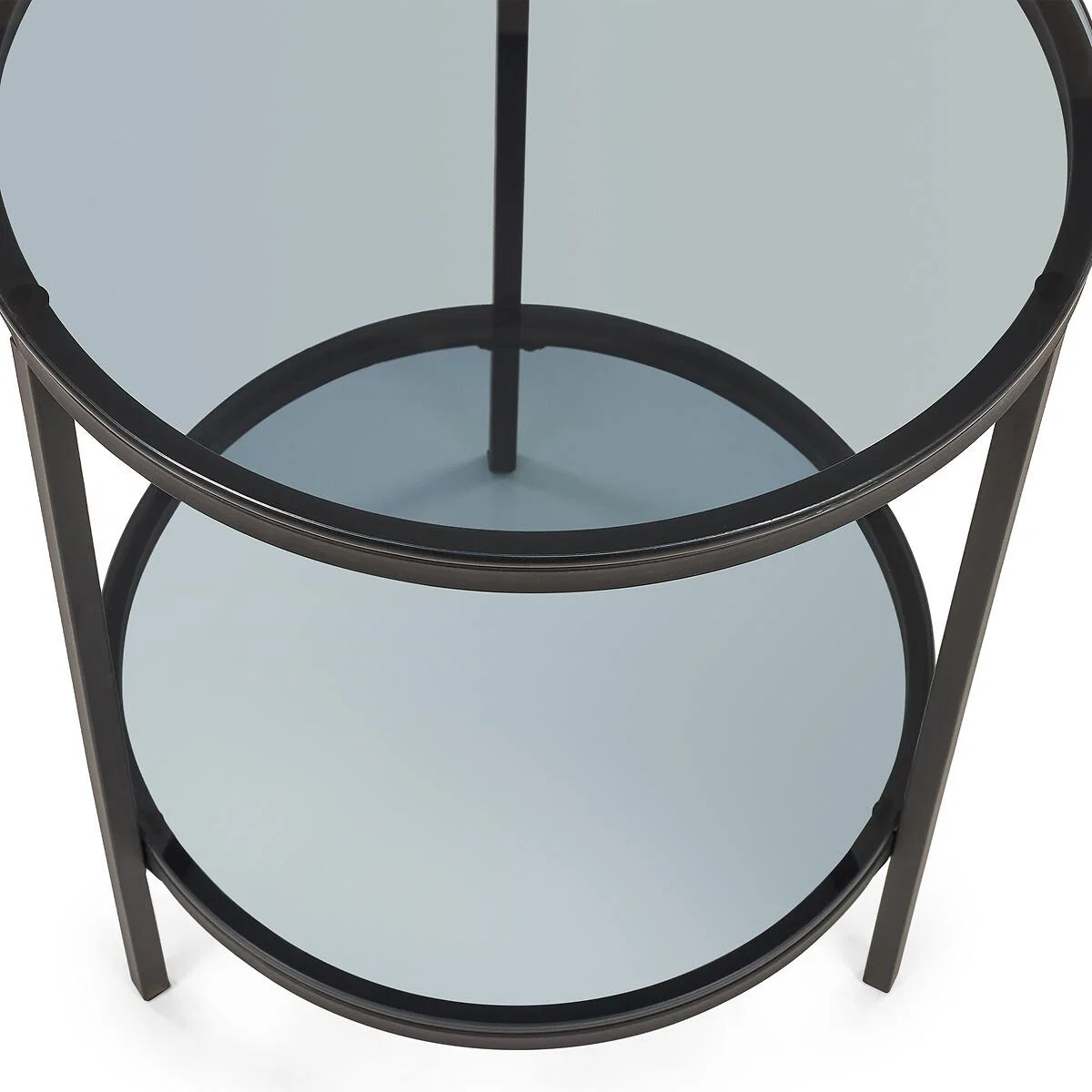 Dallas Smoked Glass Round Side Table with Shelf – image 3