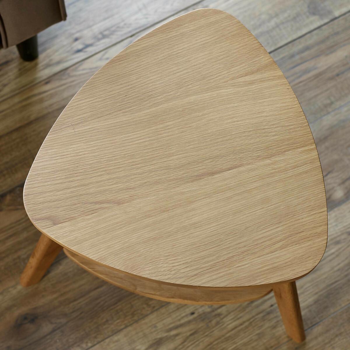 Vita Oak & Rattan Triangular Side Table with Shelf – image 3