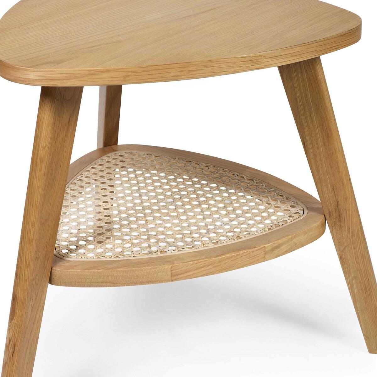 Vita Oak & Rattan Triangular Side Table with Shelf – image 6