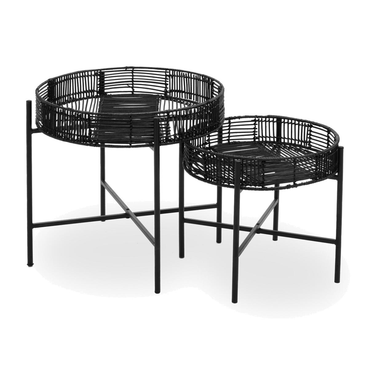 Rattan Tray Side Tables (Set of 2) – image 1