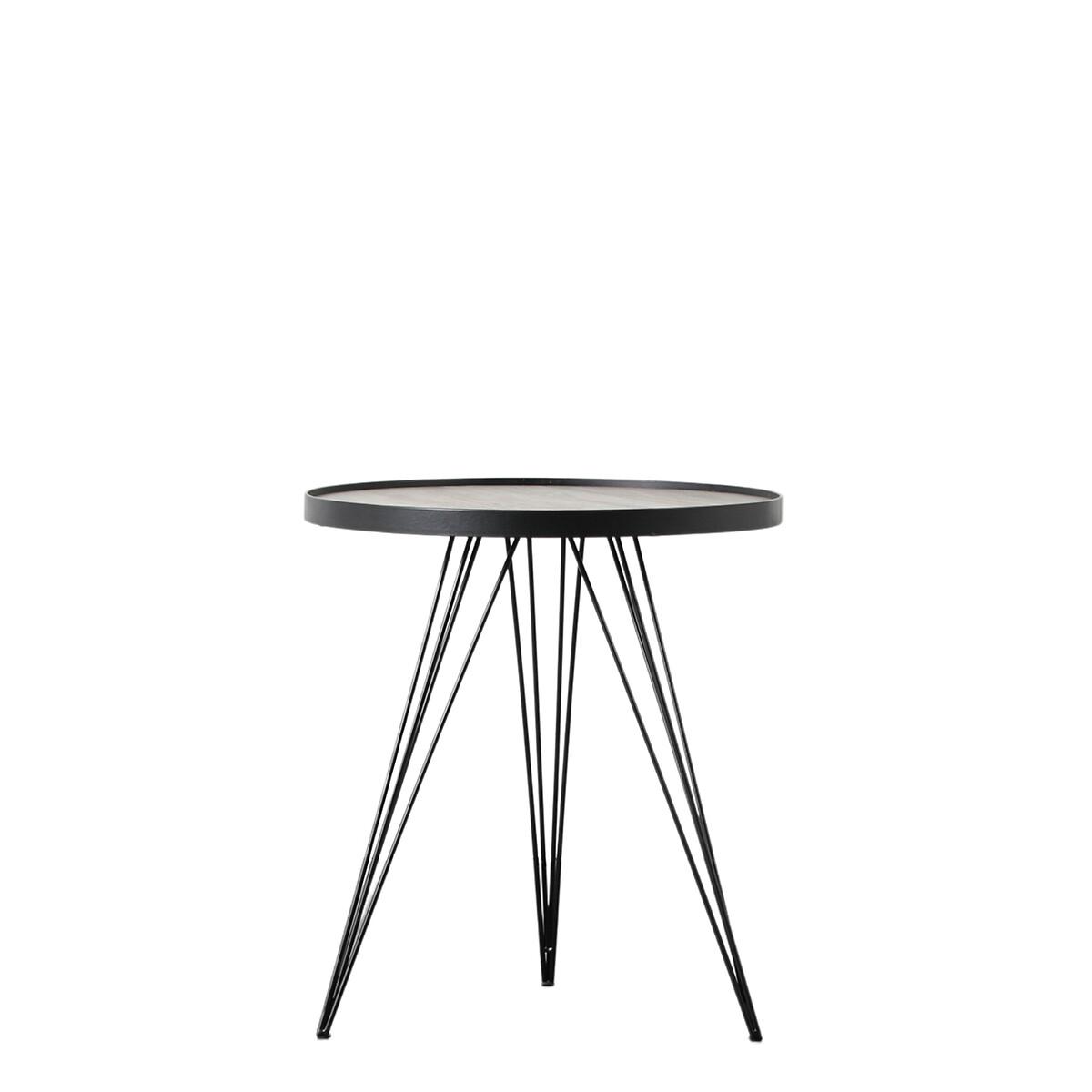 Tamluk Iron and Oak Effect Side Table with Hairpin Legs – image 3