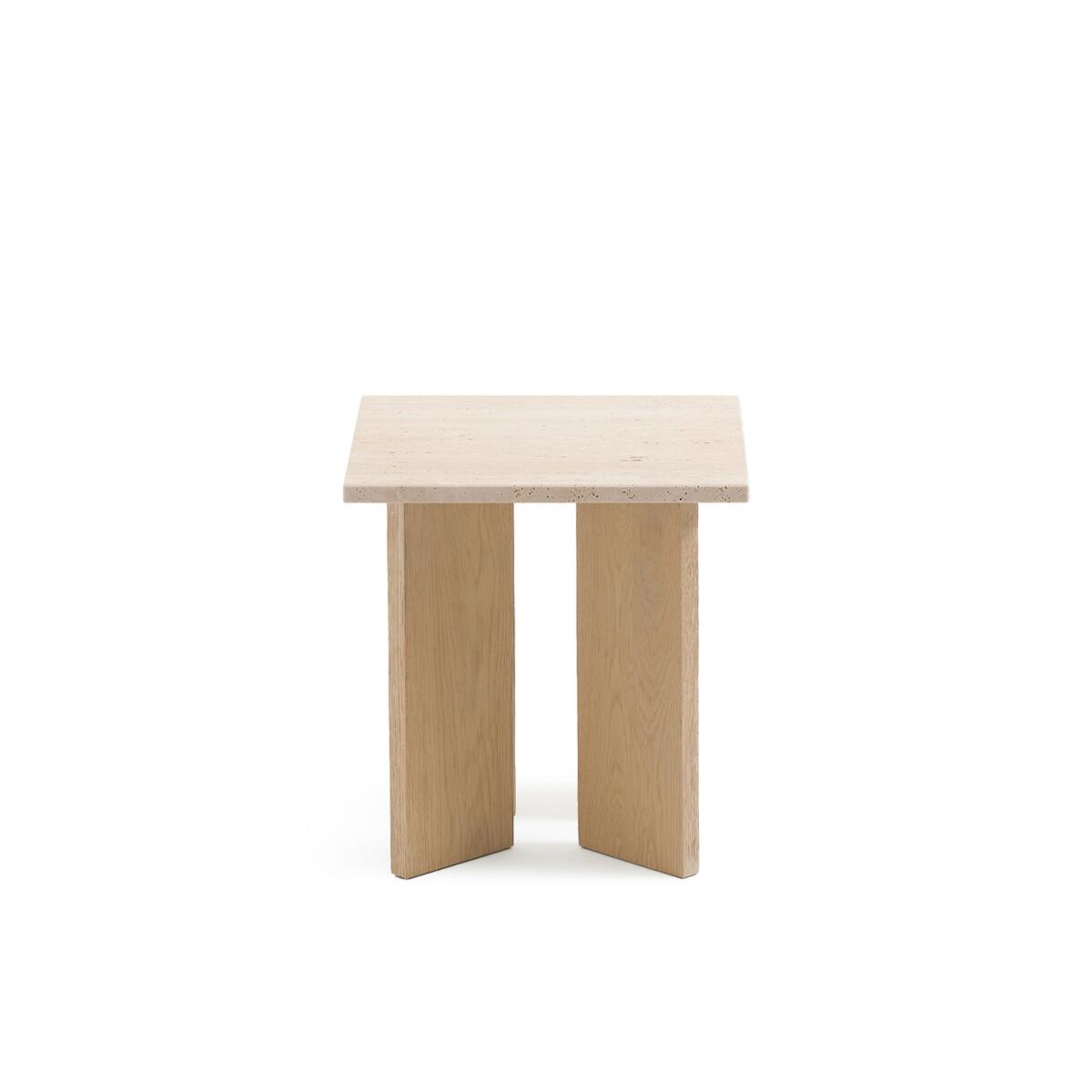 Mindo Bleached Oak & Travertine Side Table – image 2