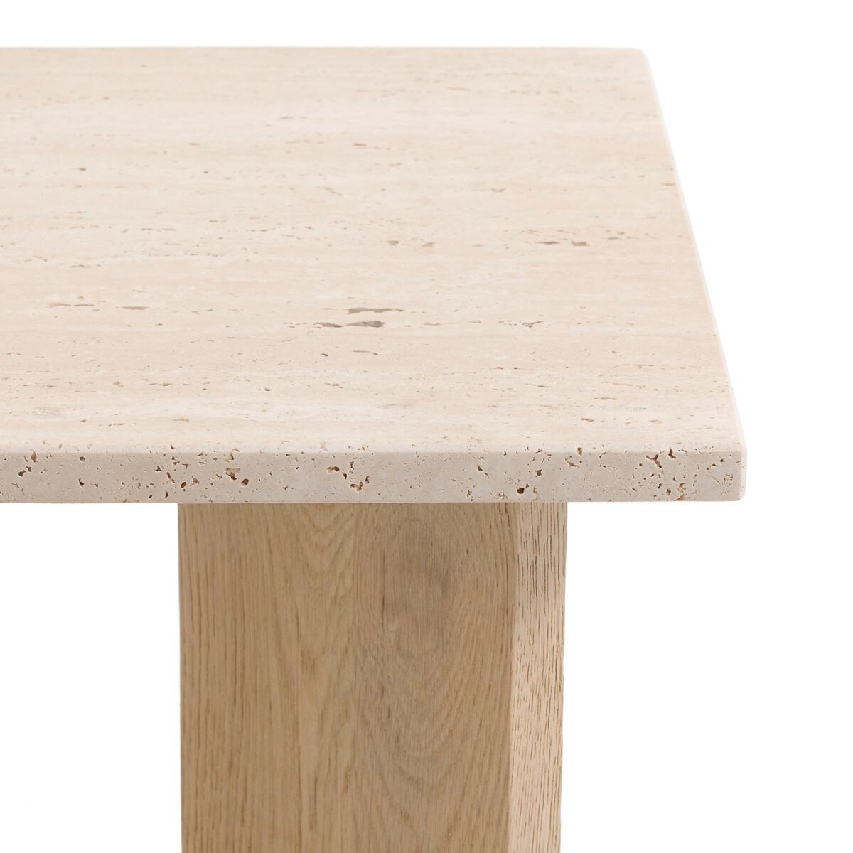 Mindo Bleached Oak & Travertine Side Table – image 3