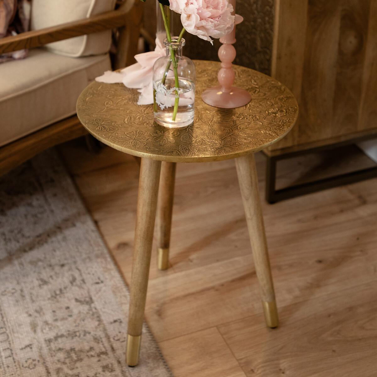 Isadora Antique Embossed Brass Side Table – image 2