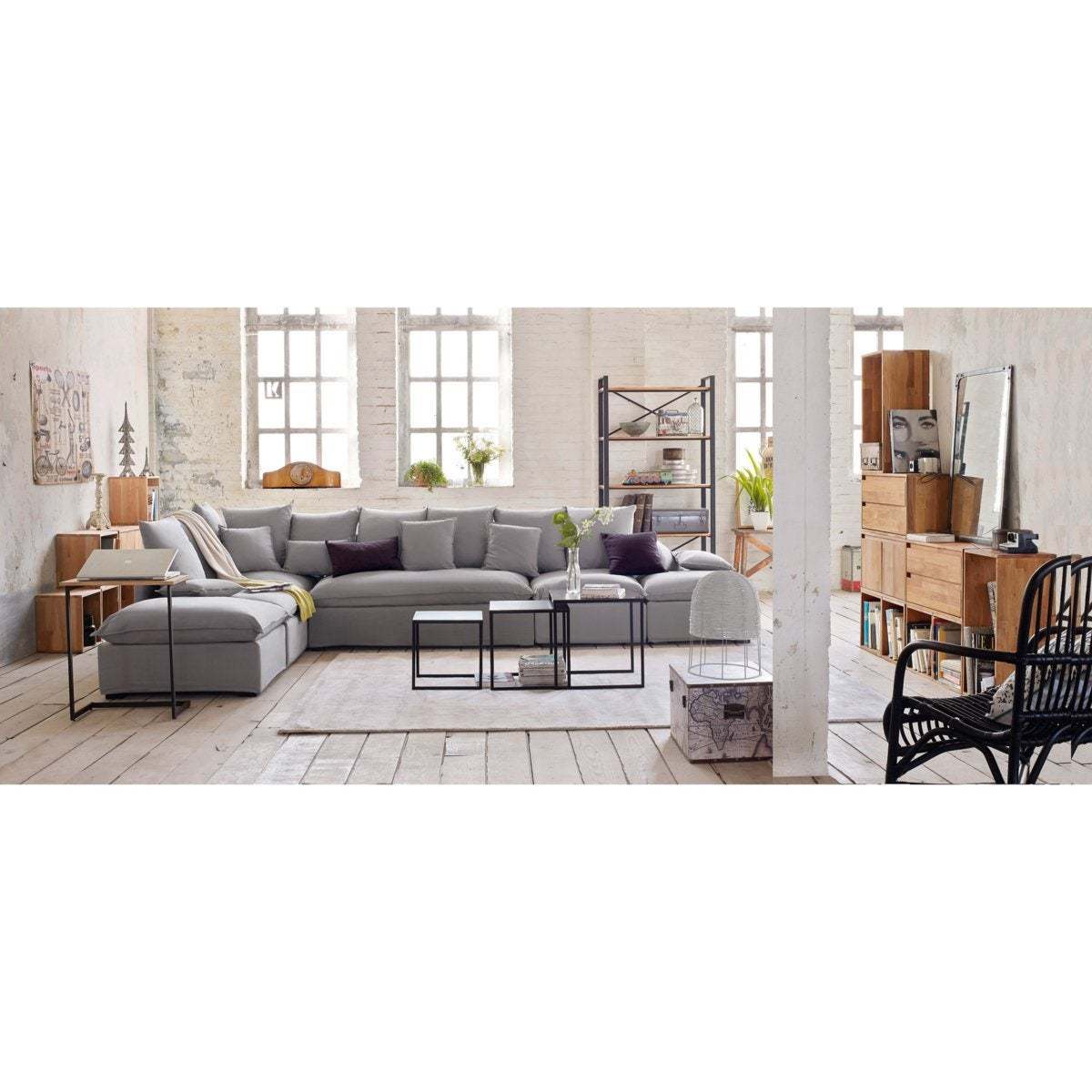 Hiba Industrial Style Side Table in Solid Oak & Steel – image 5