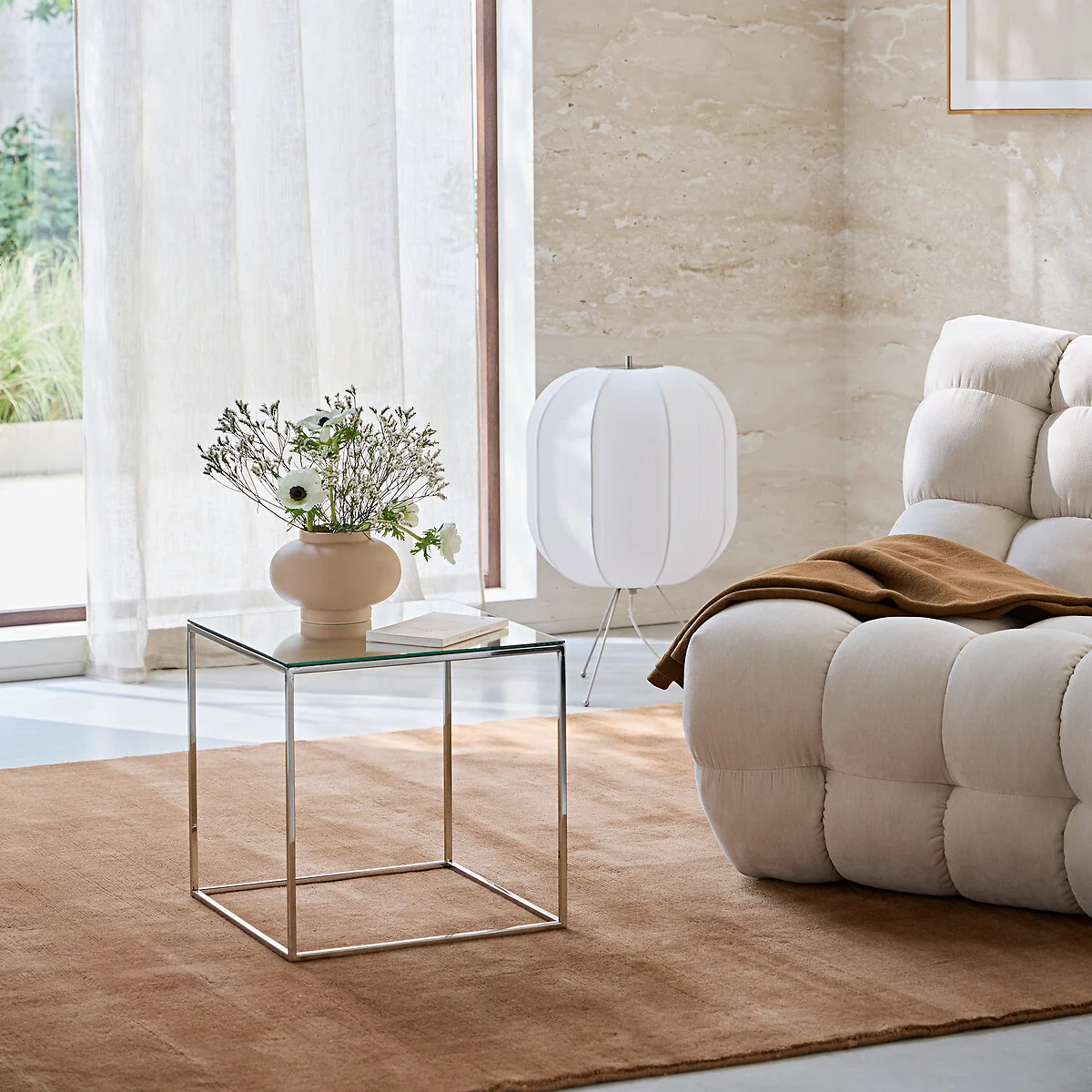 Mahaut Chrome-Plated Metal Mirrored Side Table – image 2